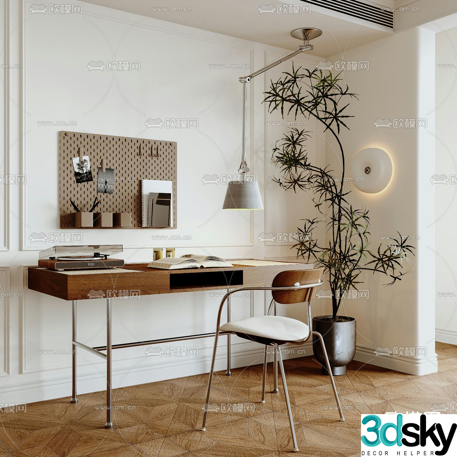 modern desk desk desk 3d model