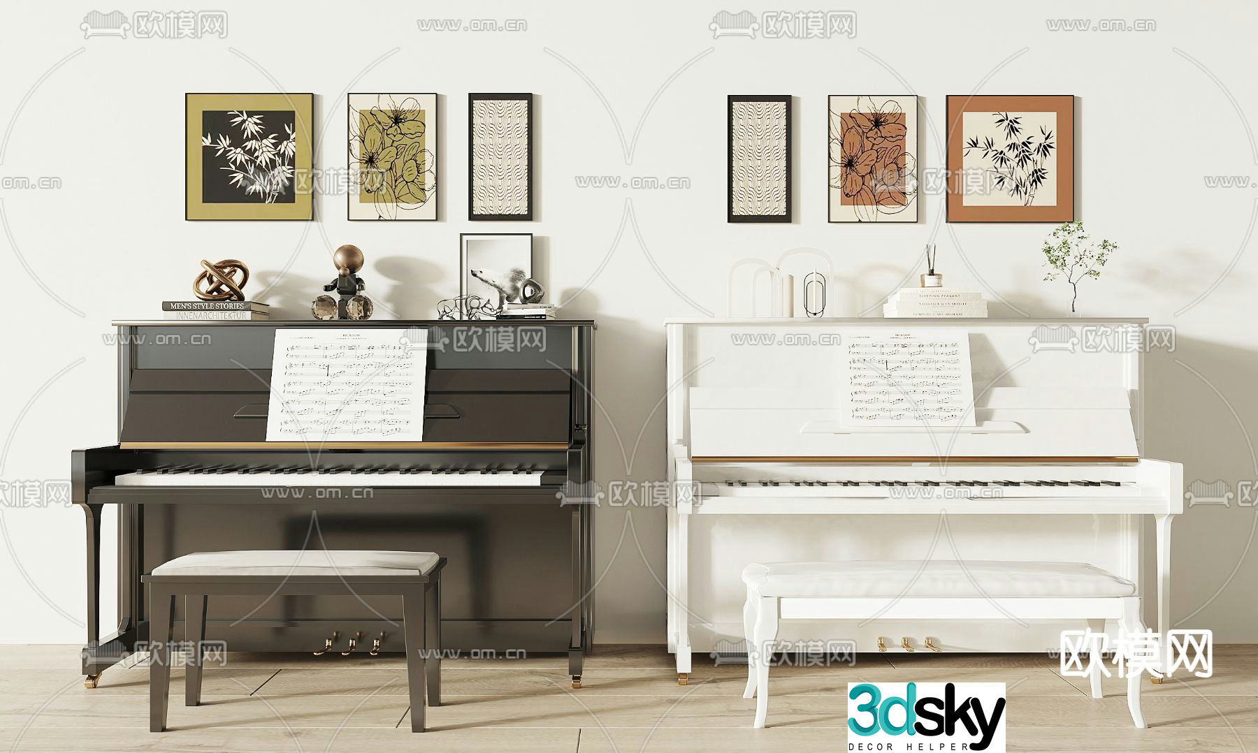 Piano electric piano bench 3d model