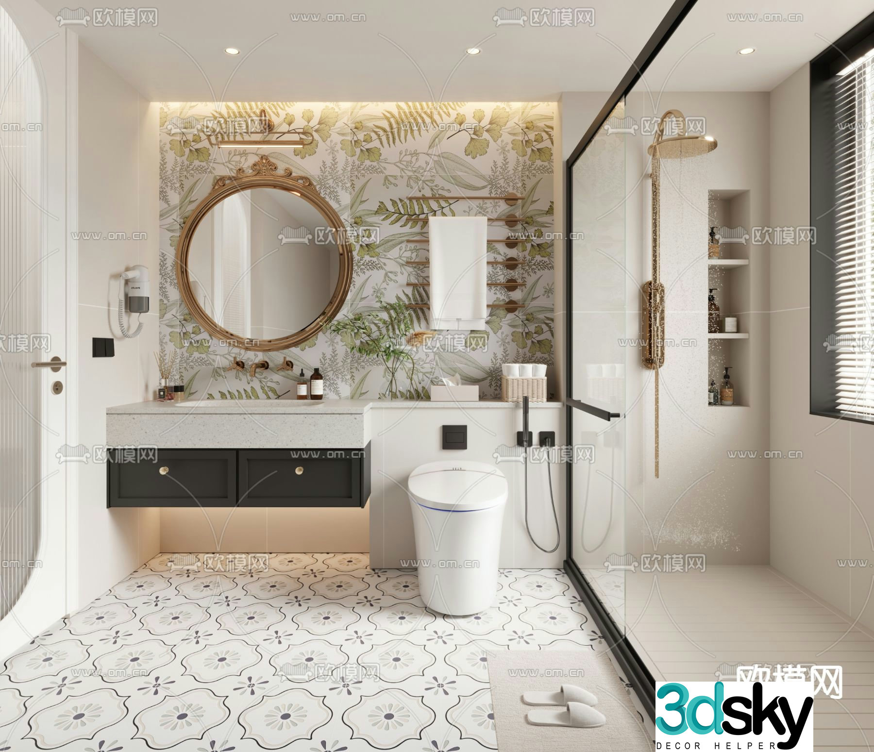 French bathroom bathroom toilet 3d model