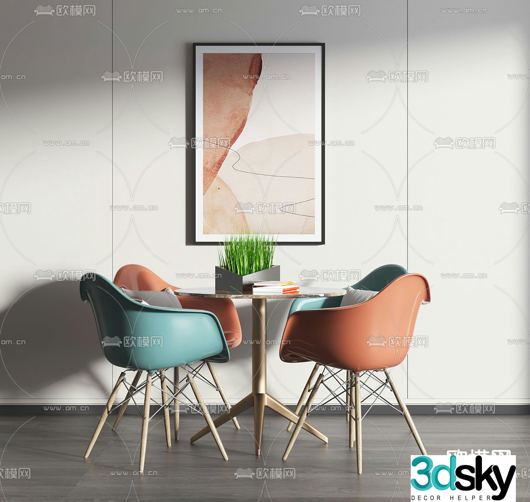Leisure table and chair negotiation table and chair 3D model