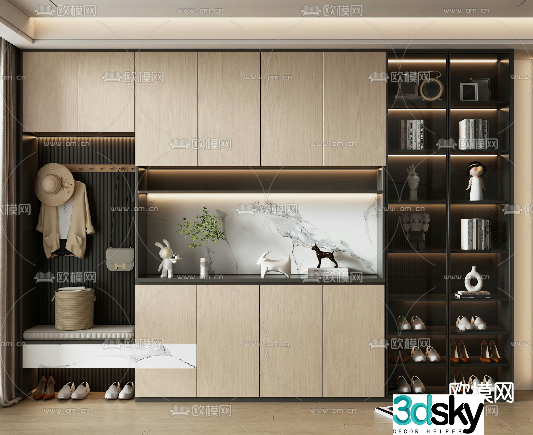 Modern porch shoe cabinet 3d model