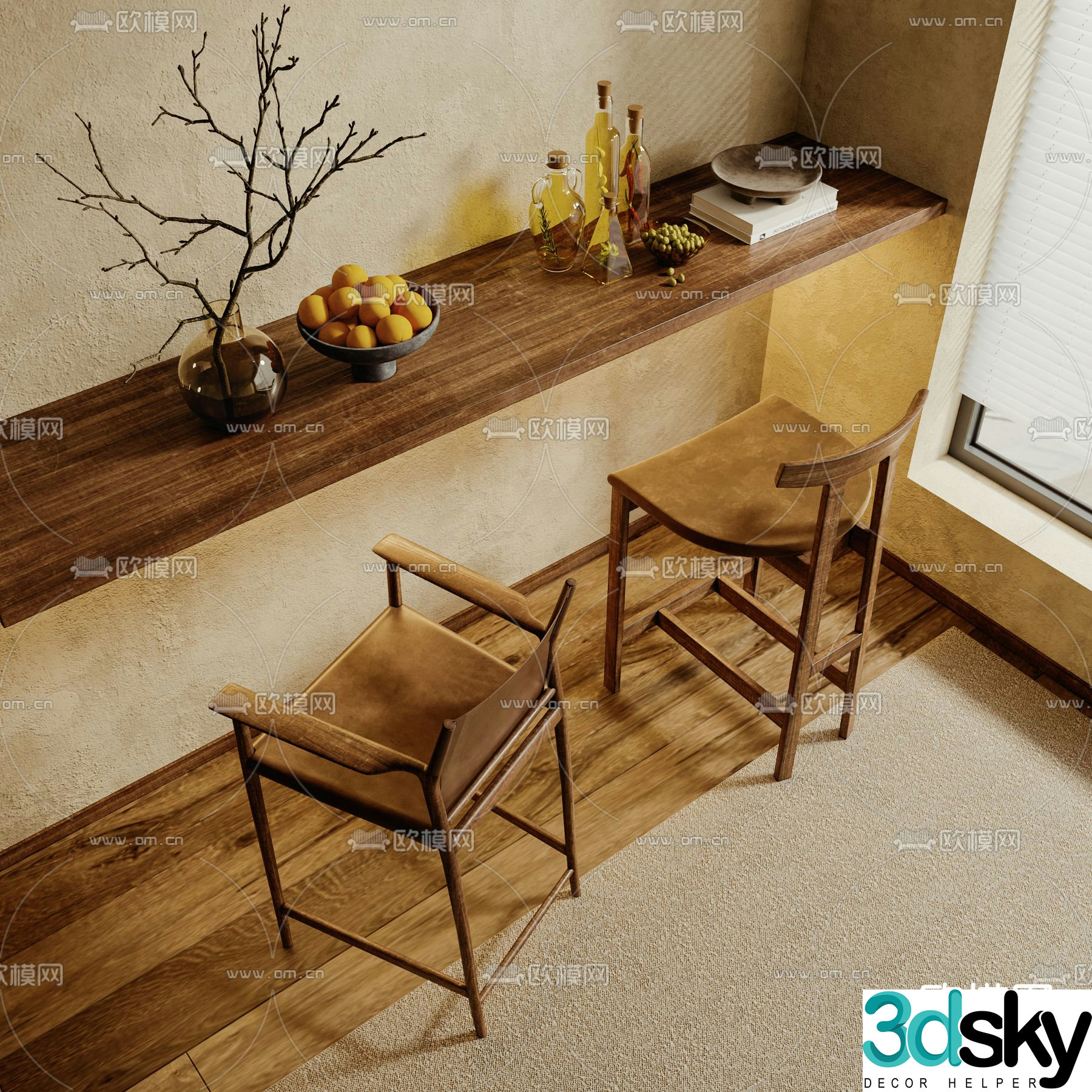 Wabi Sabi bar stool bar stool high stool 3d model