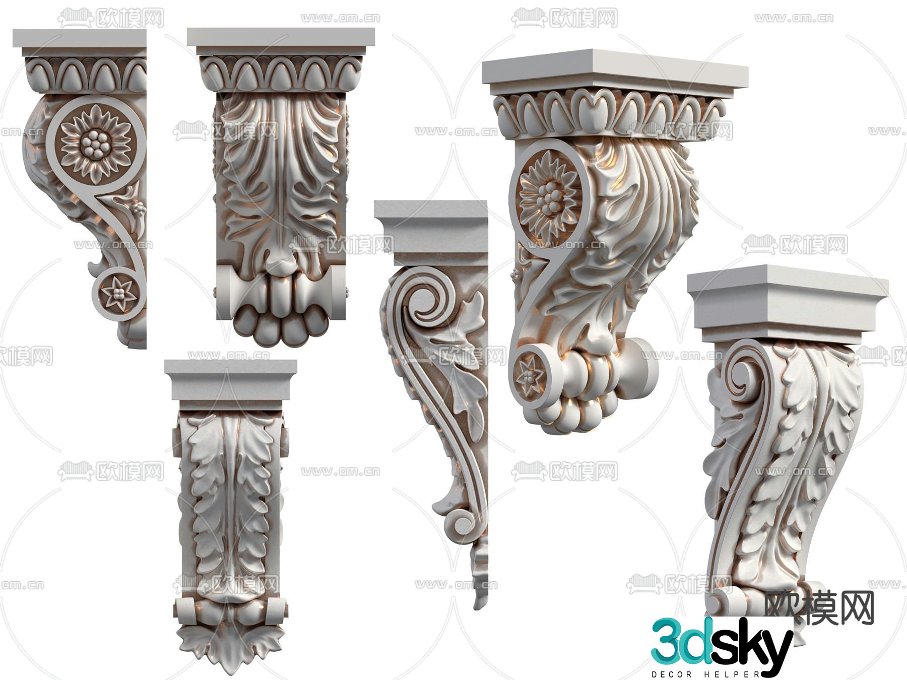 European style stigma carved stigma pattern carved 3d model