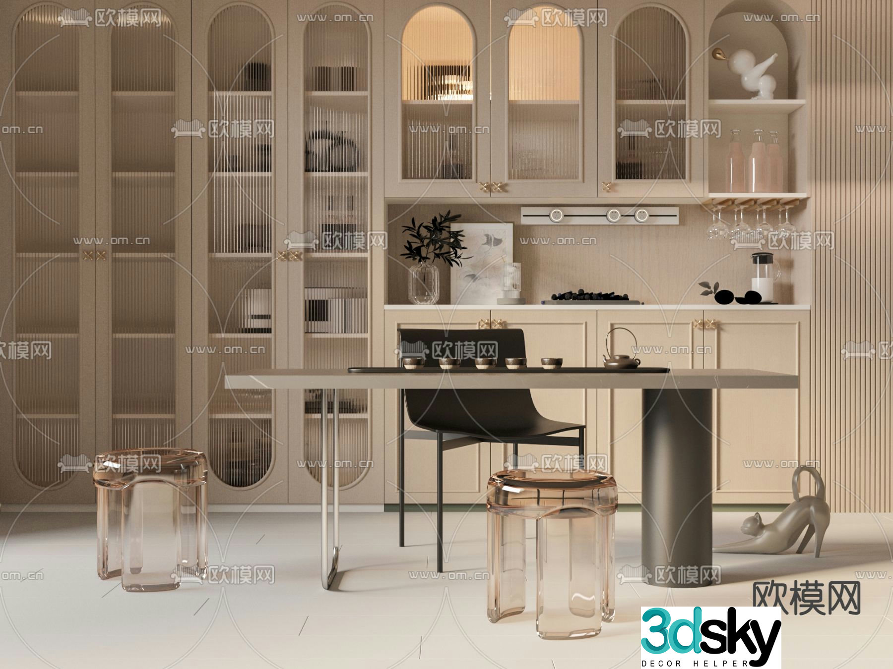 Modern tea table tea table 3d model
