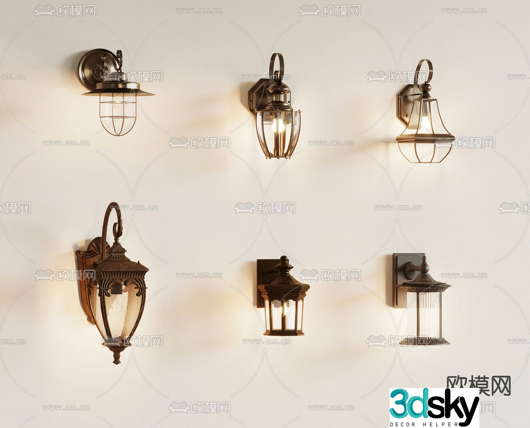 European wall lamp outdoor wall lamp 3d model