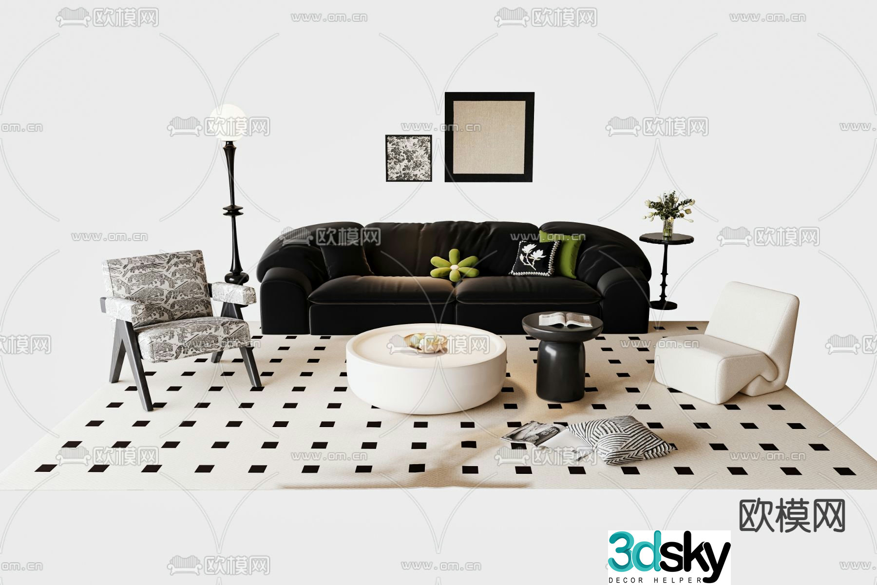 French sectional sofa 3d model