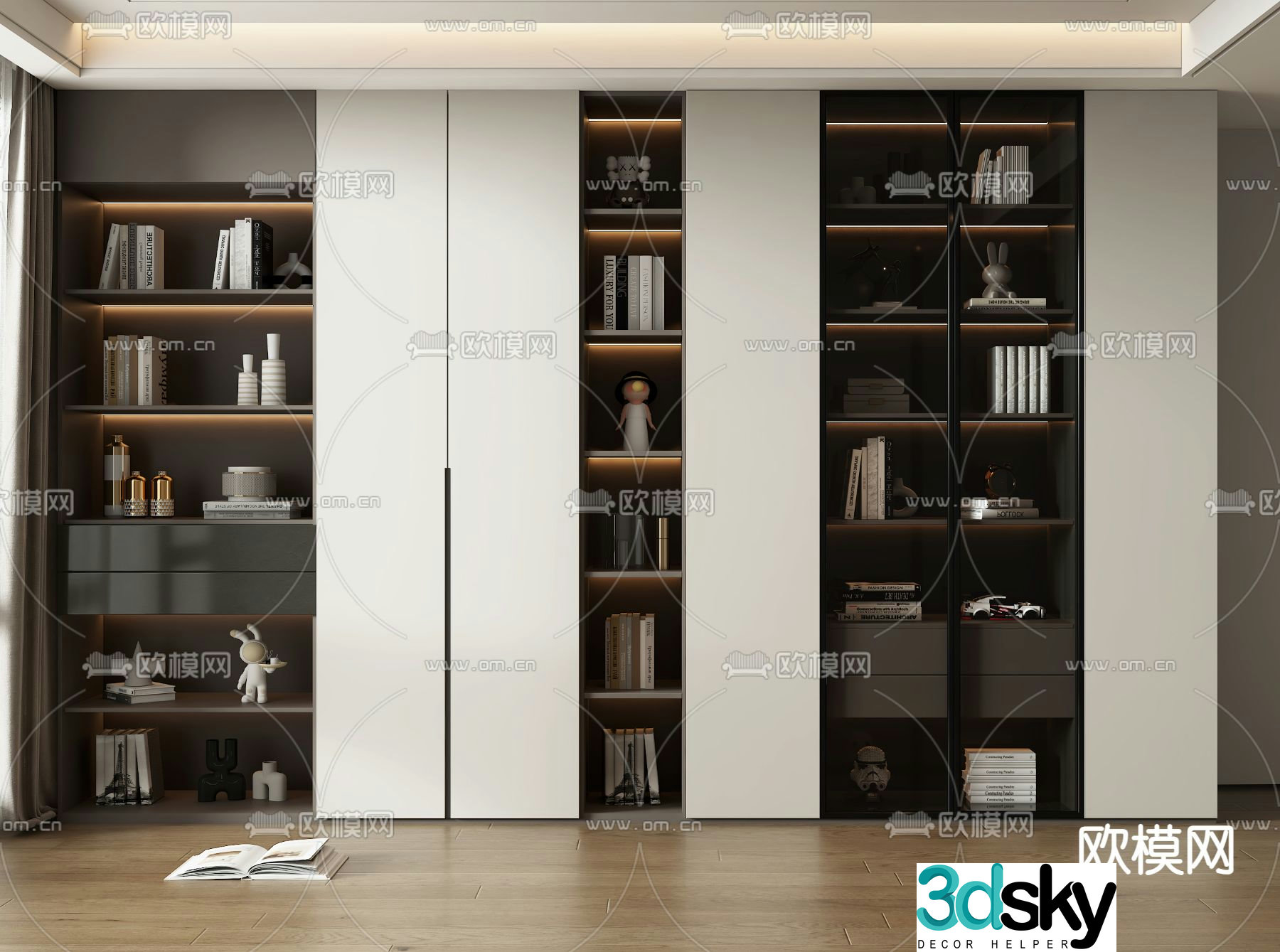 Modern bookcase display cabinet 3d model