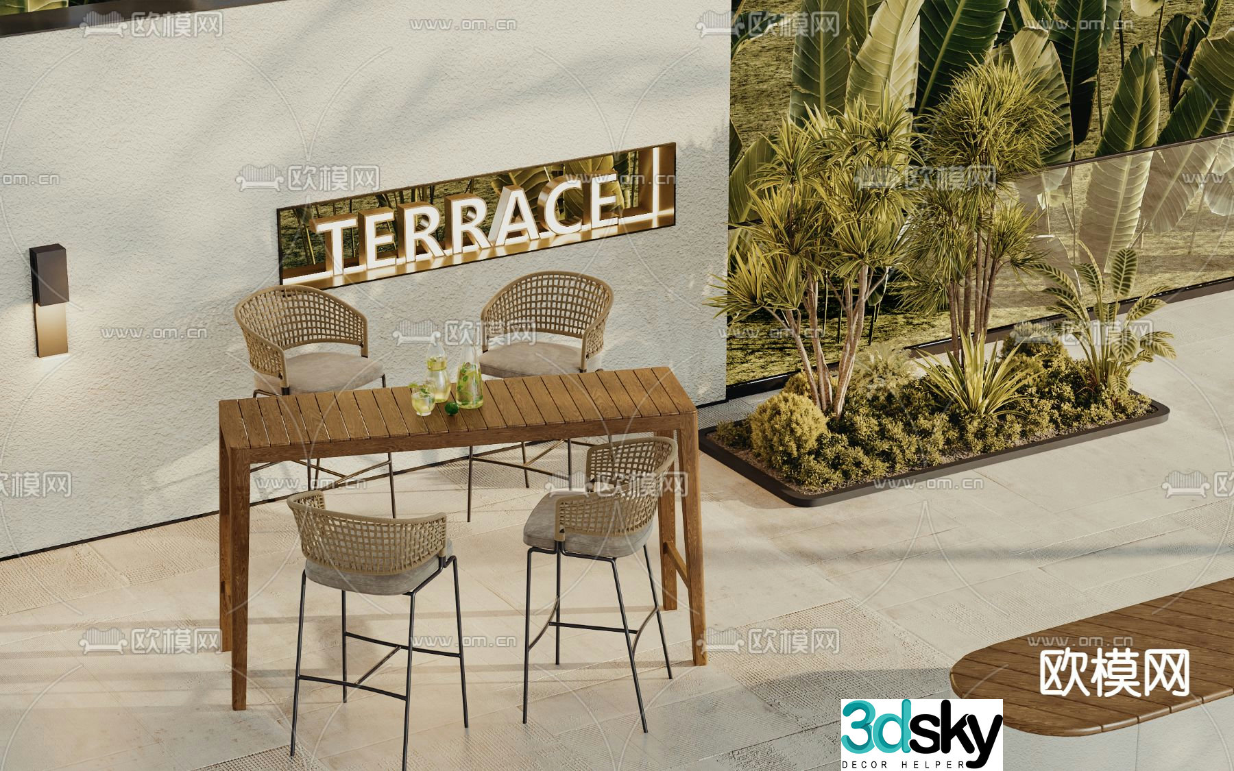 Outdoor bar bar chair 3d model
