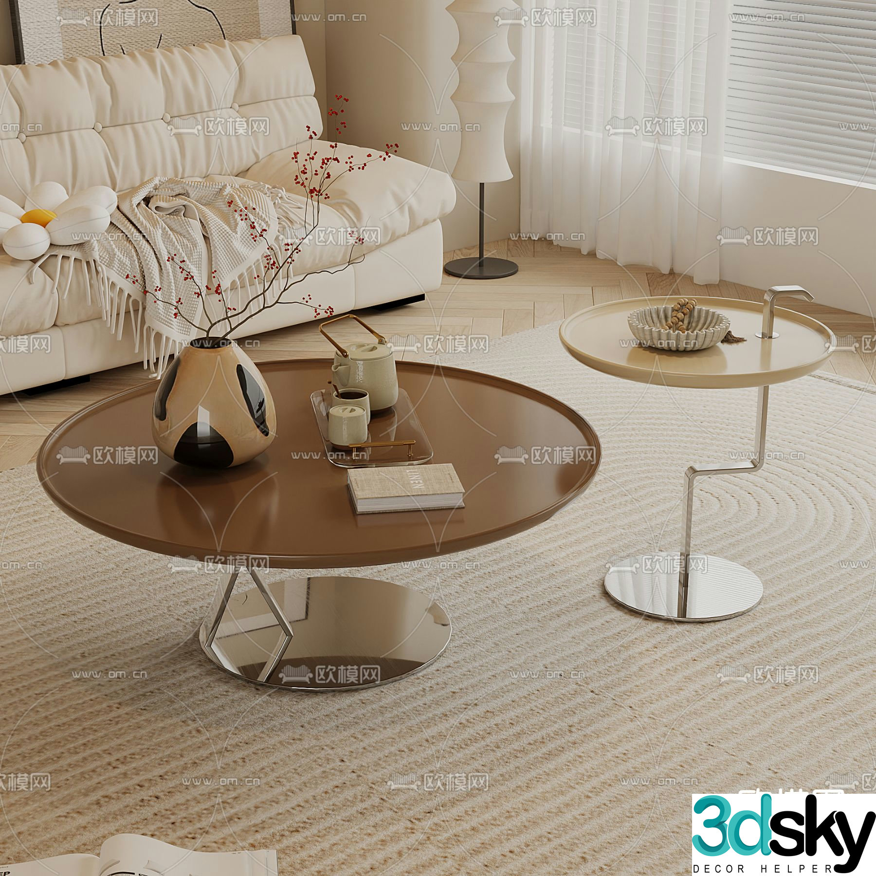 Medieval style coffee table mother-in-law coffee table 3d model