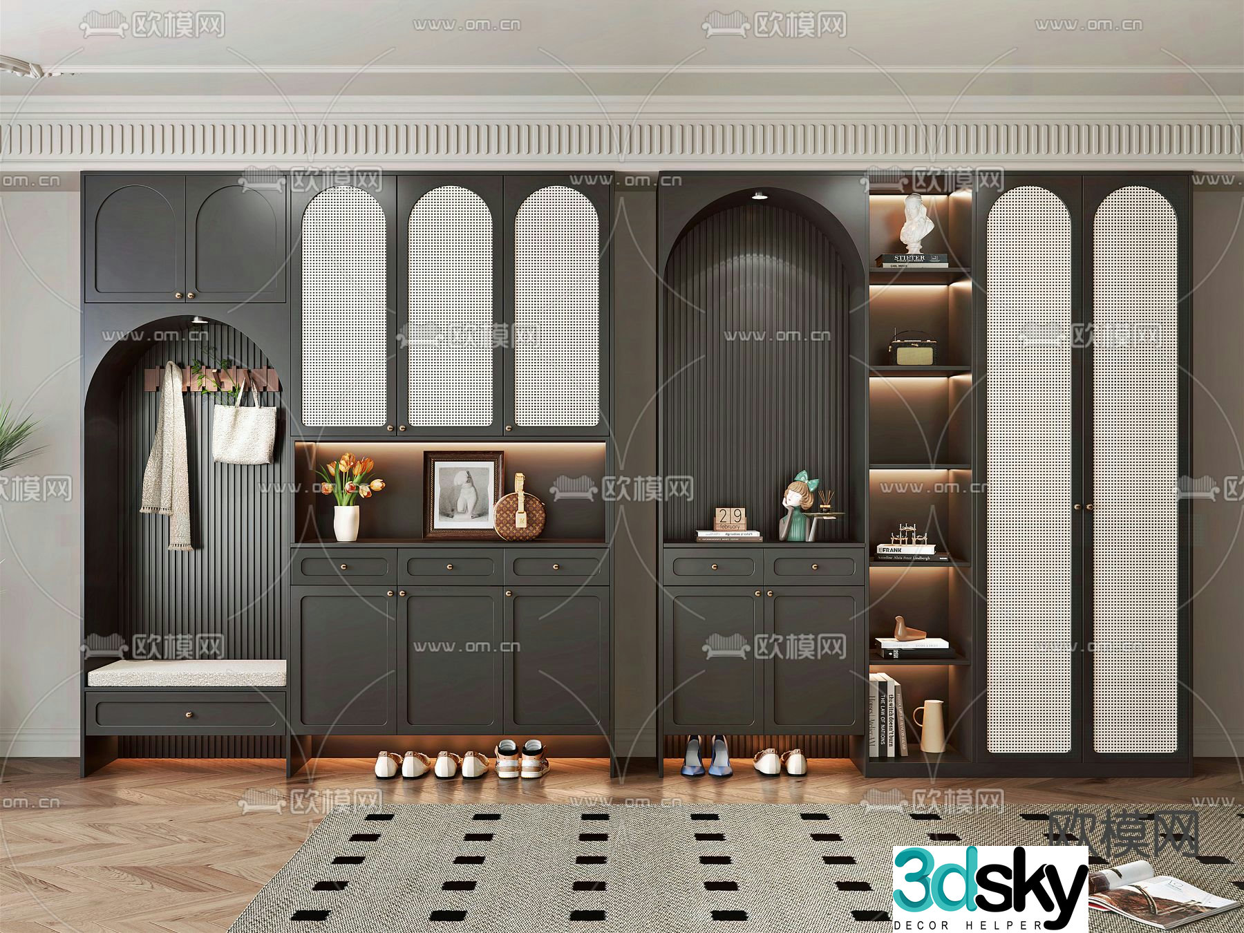 French entryway shoe cabinet 3d model