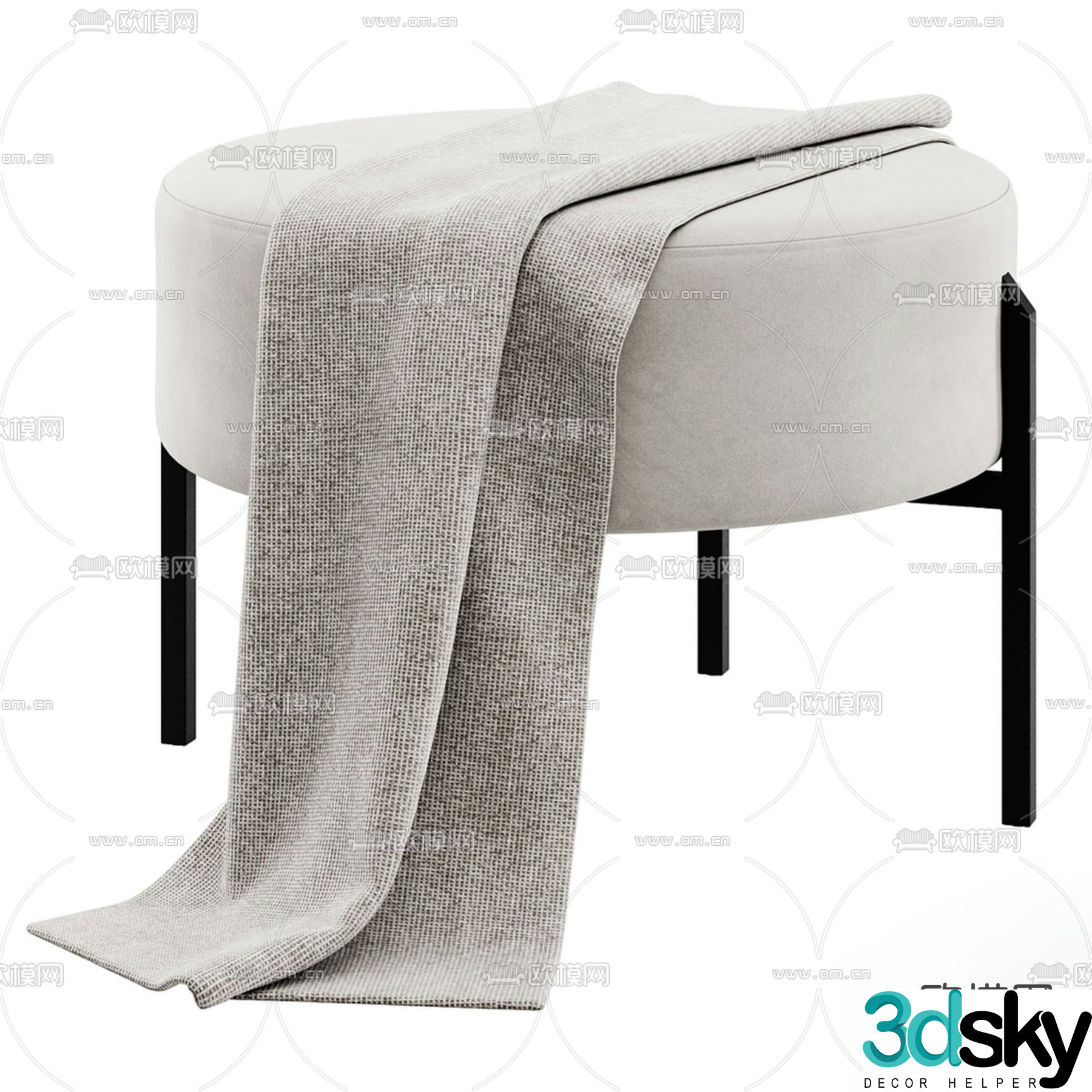 Stool sofa stool round stool low stool 3d model