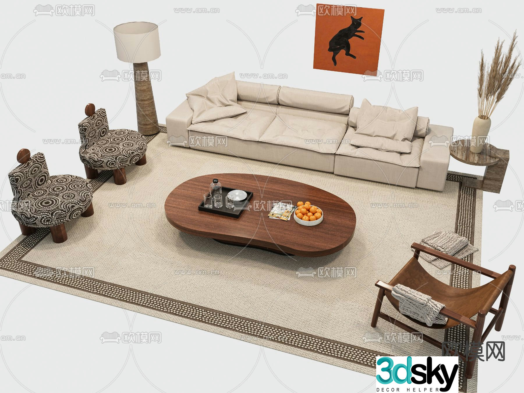 Medieval style sofa modular sofa 3d model