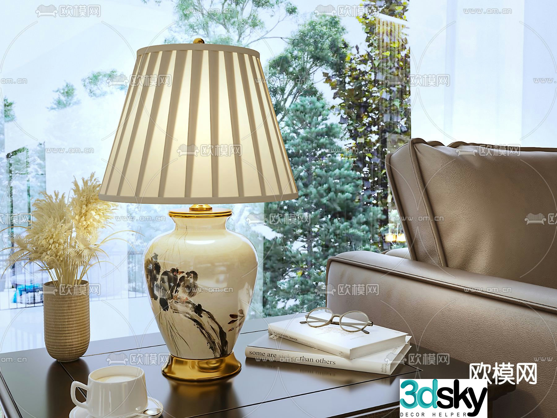American ceramic desk lamp 3D model