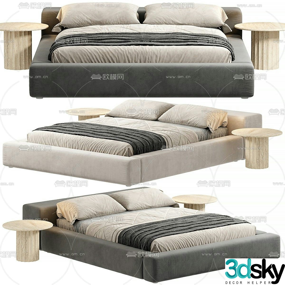 Casper bed double bed 3d model