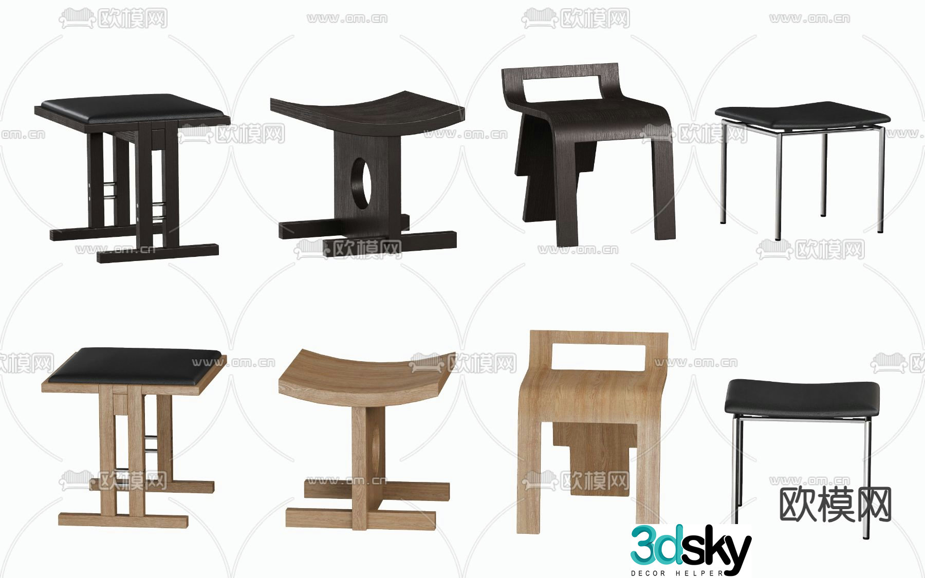 wabi-sabi stool low stool 3d model