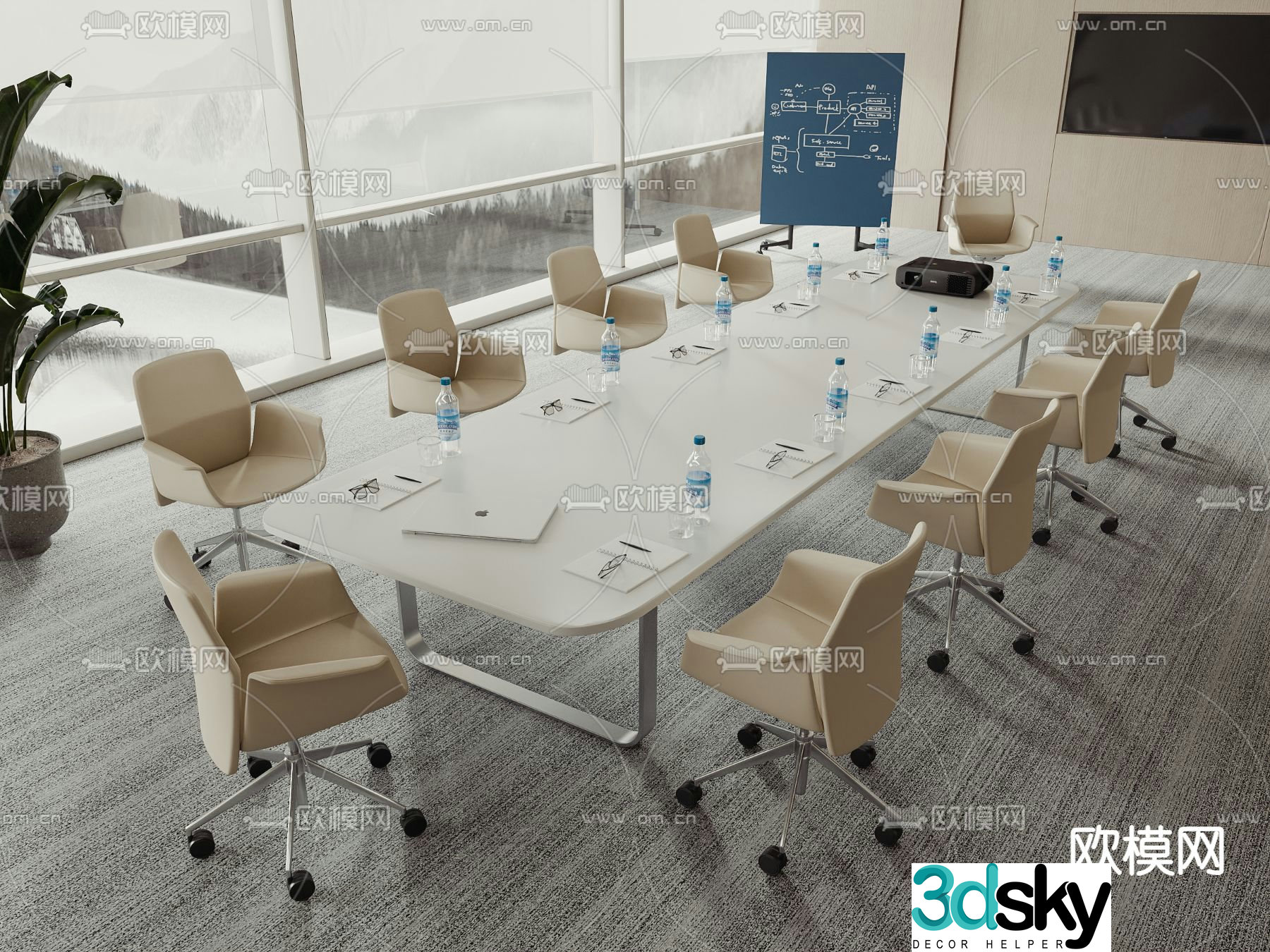 Modern conference table conference table 3d model