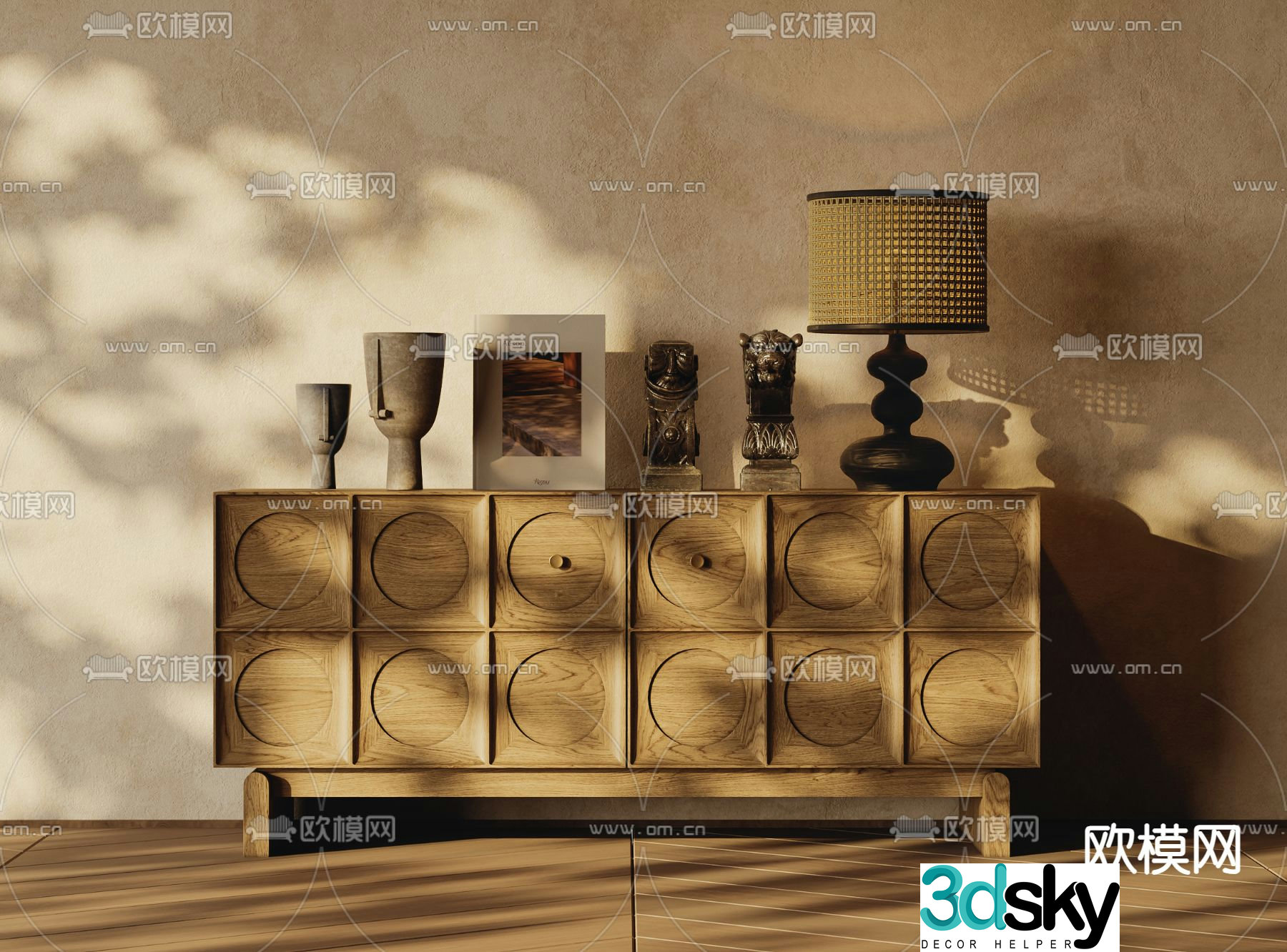 Middle-aged side cabinet porch cabinet end view cabinet 3D model