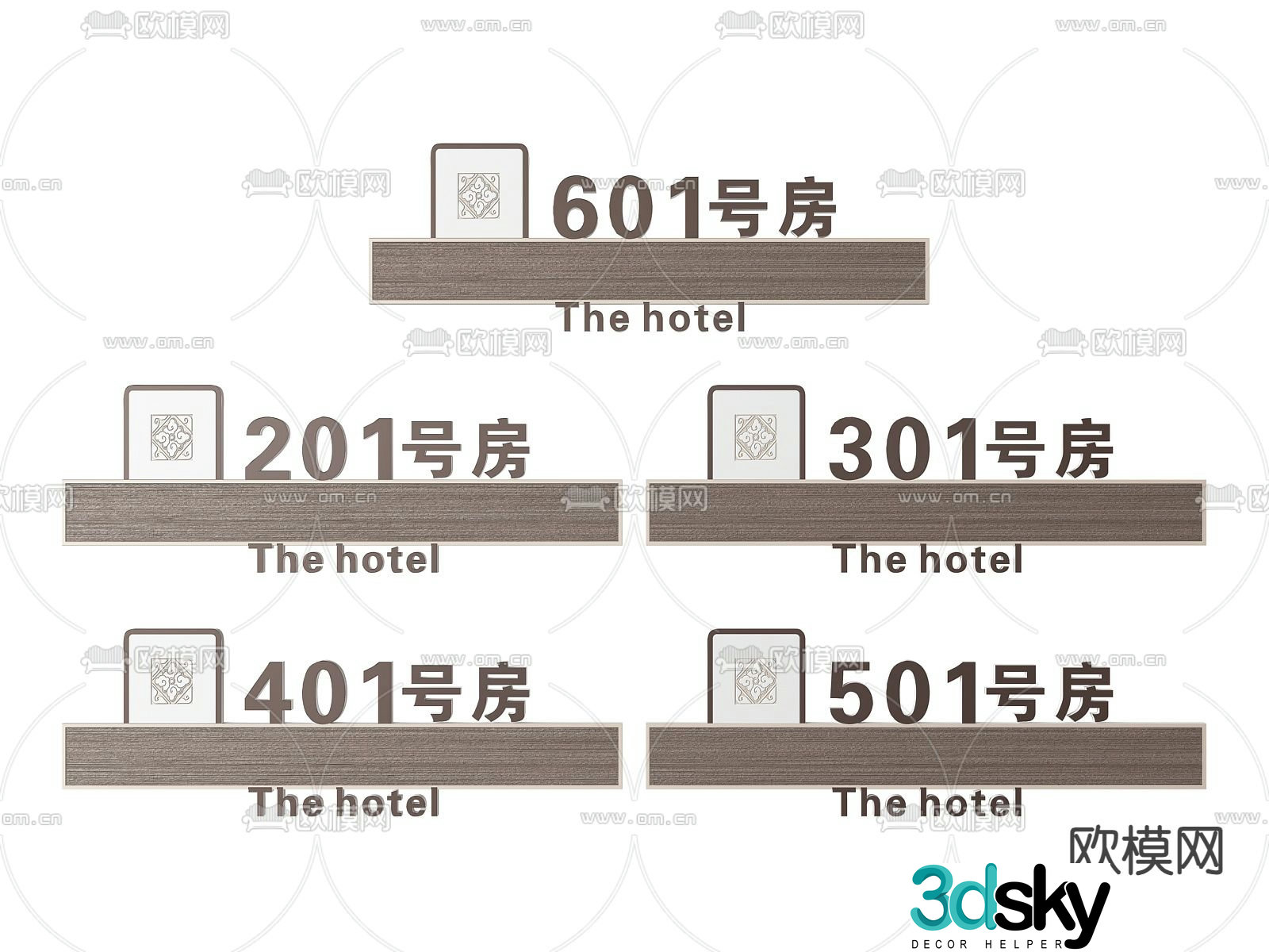 Hotel signage room guide sign 3d model