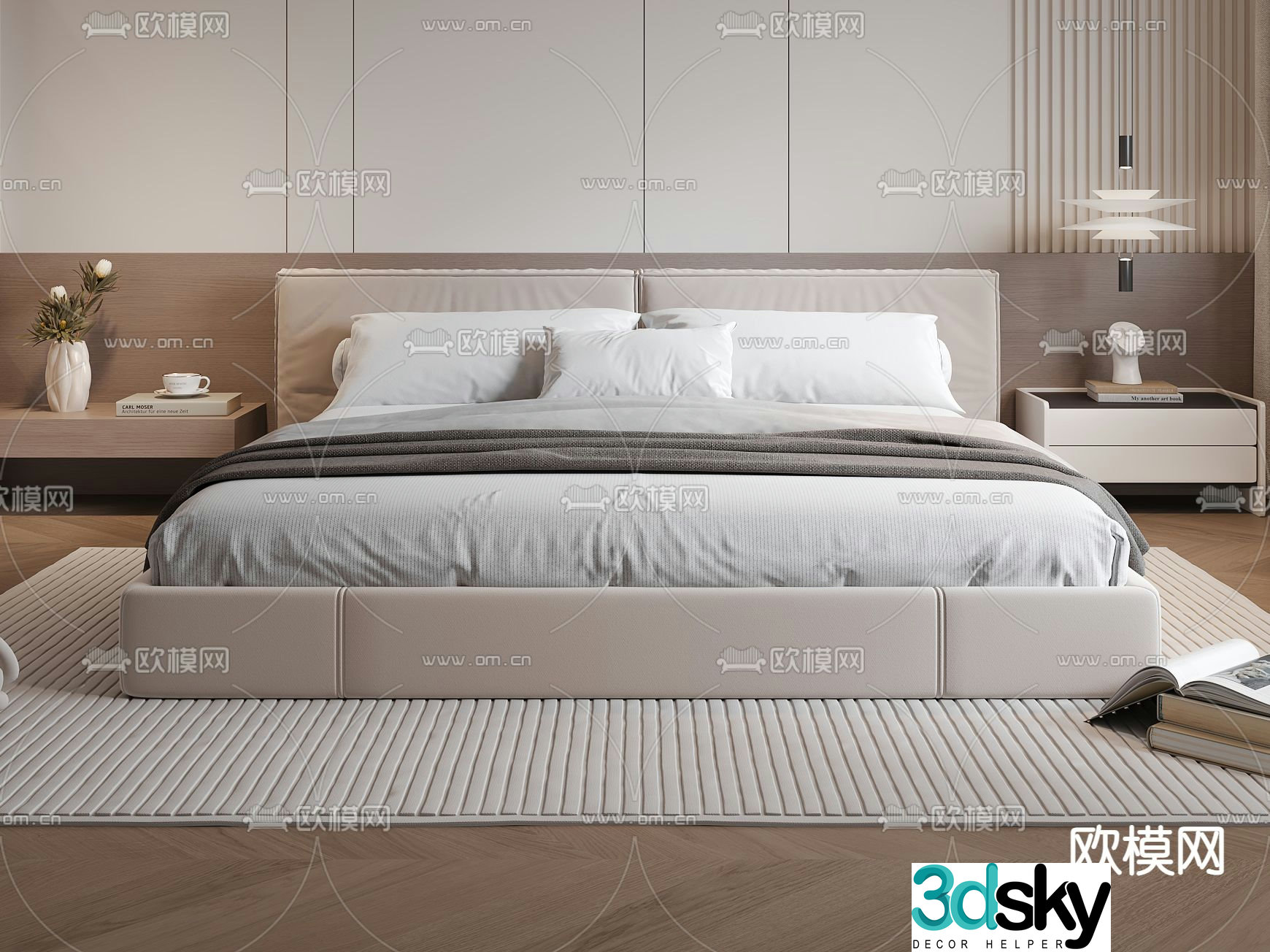 Modern double bed 3d model