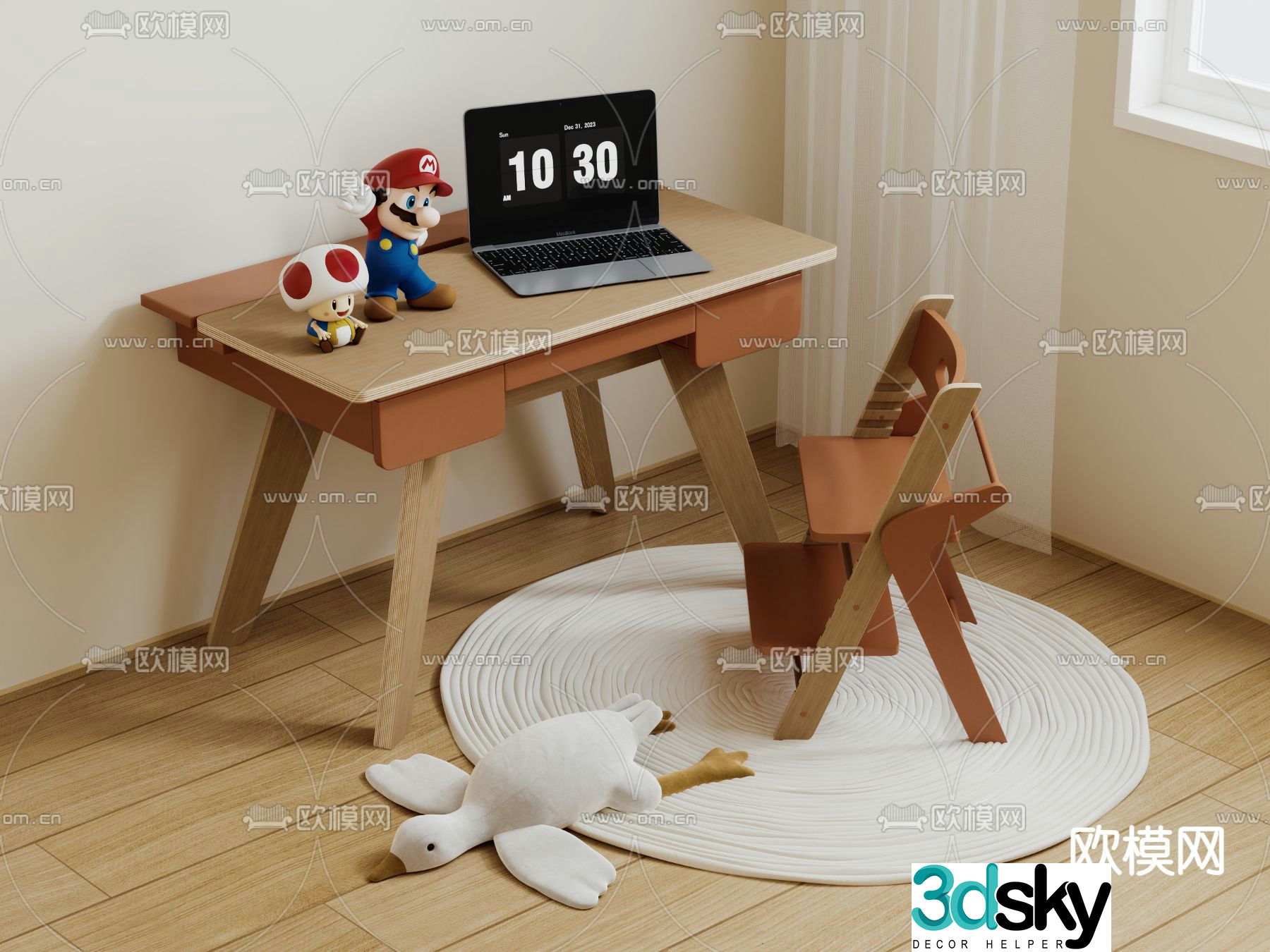 Children’s desk and chair desk study table 3d model