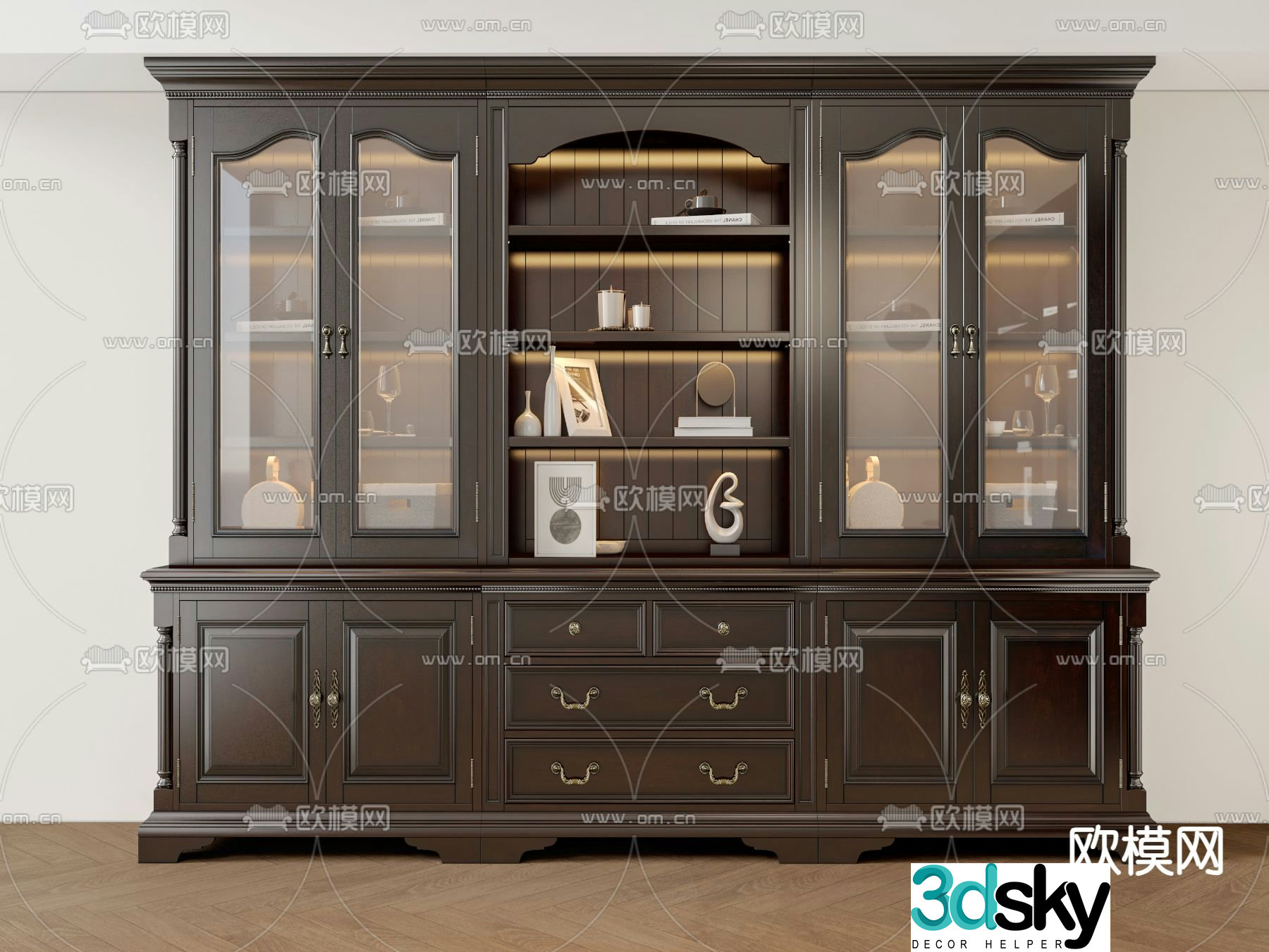 American wine cabinet 3D model