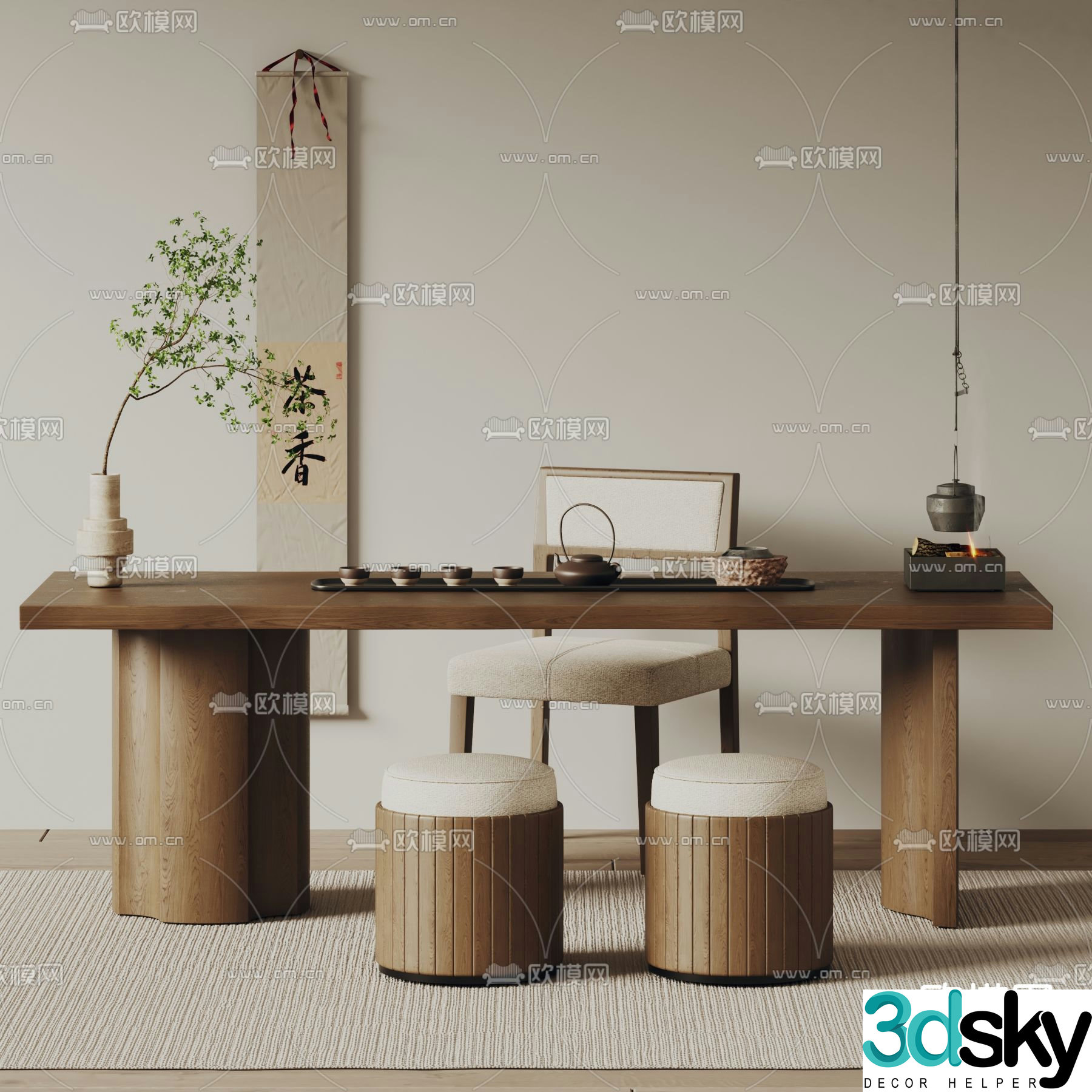 Wabi-sabi tea table tea table 3d model