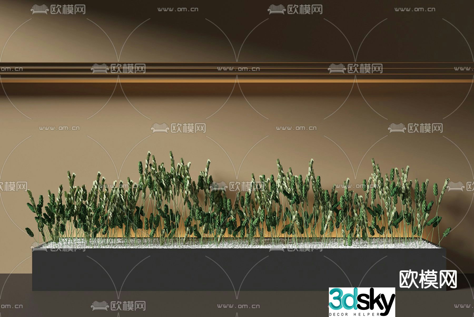 Flower tank flower pond flower bed wheat ear 3D model