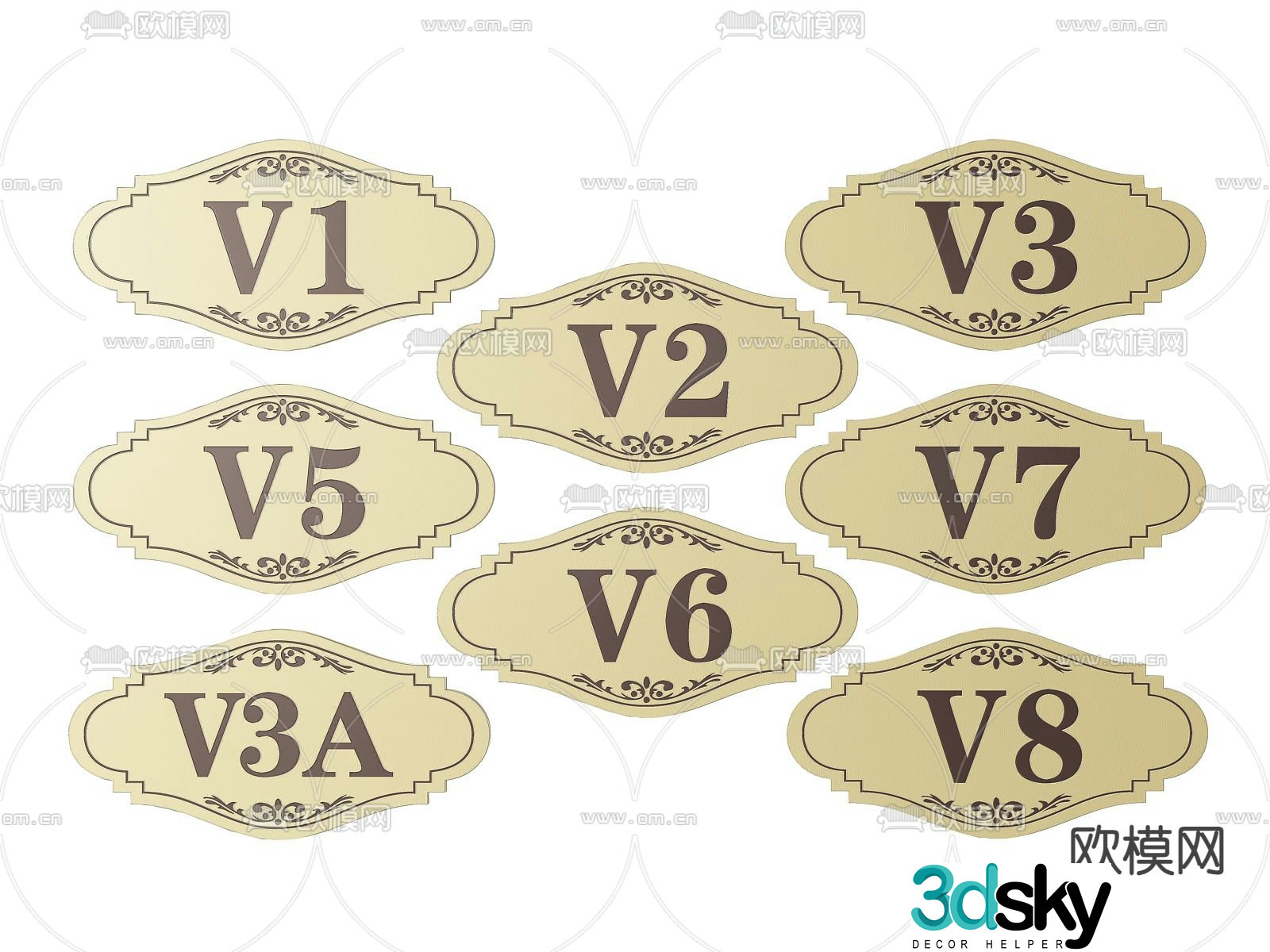 Hotel sign, room number sign, guide sign 3D model