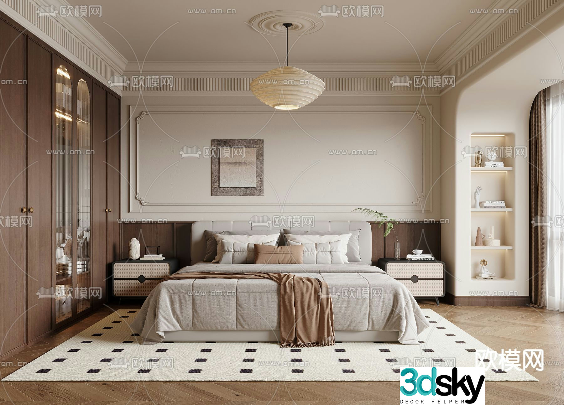 Middle style bedroom master bedroom master room 3d model