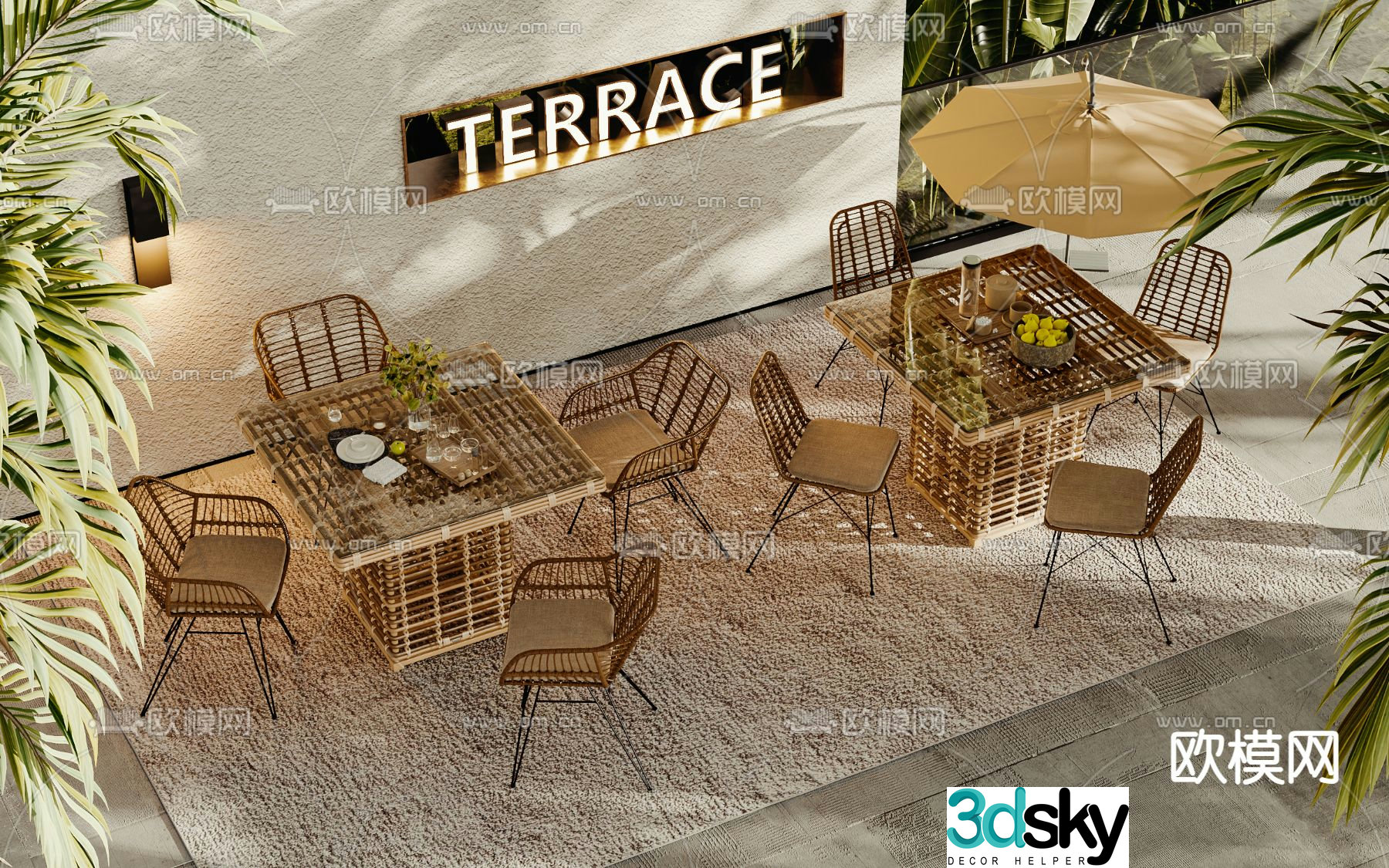 Outdoor tables and chairs leisure tables and chairs 3d model