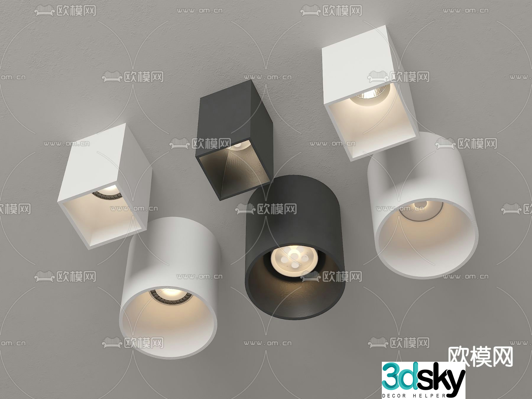 Surface mounted downlight spotlight 3d model