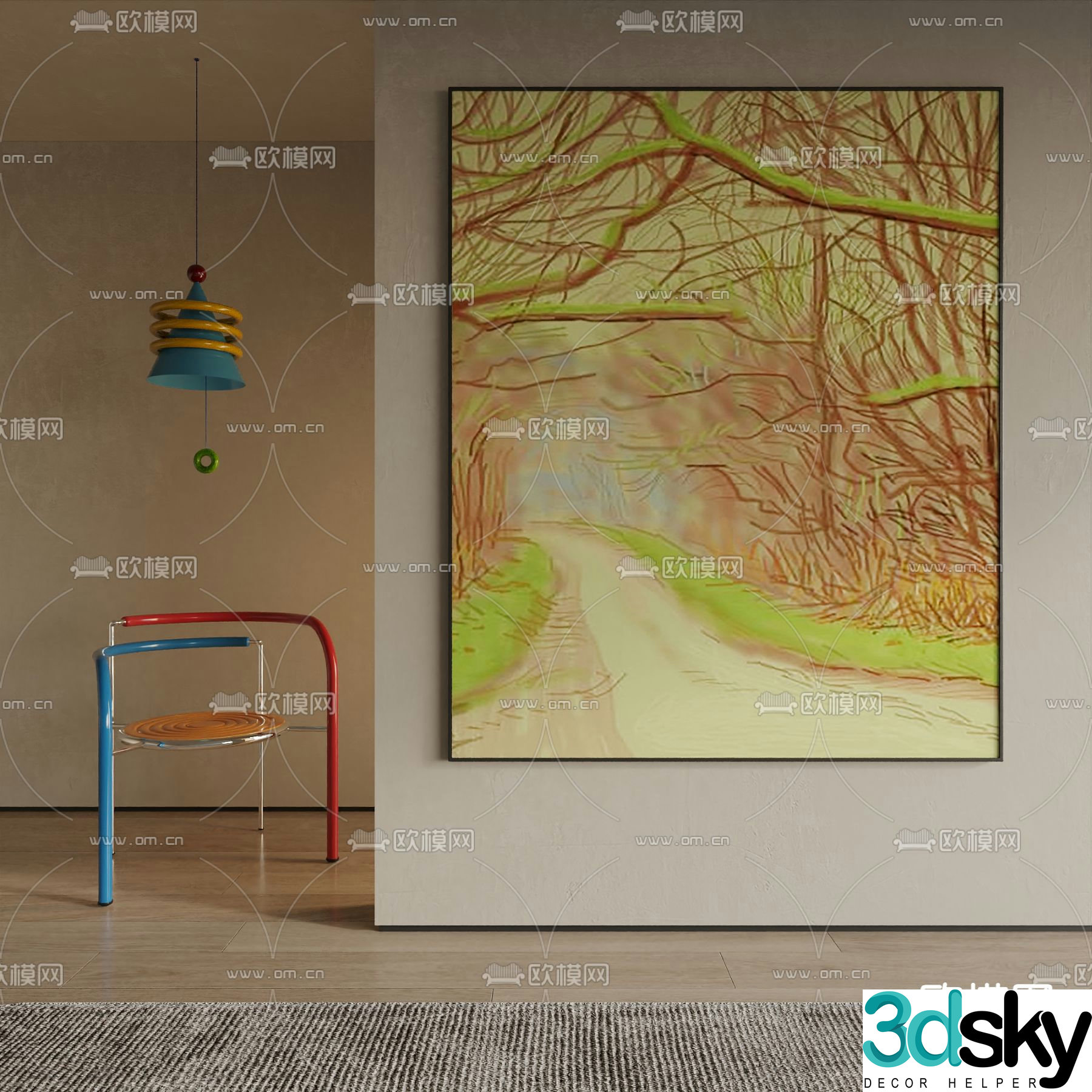 Modern landscape painting oil painting decorative painting 3d model
