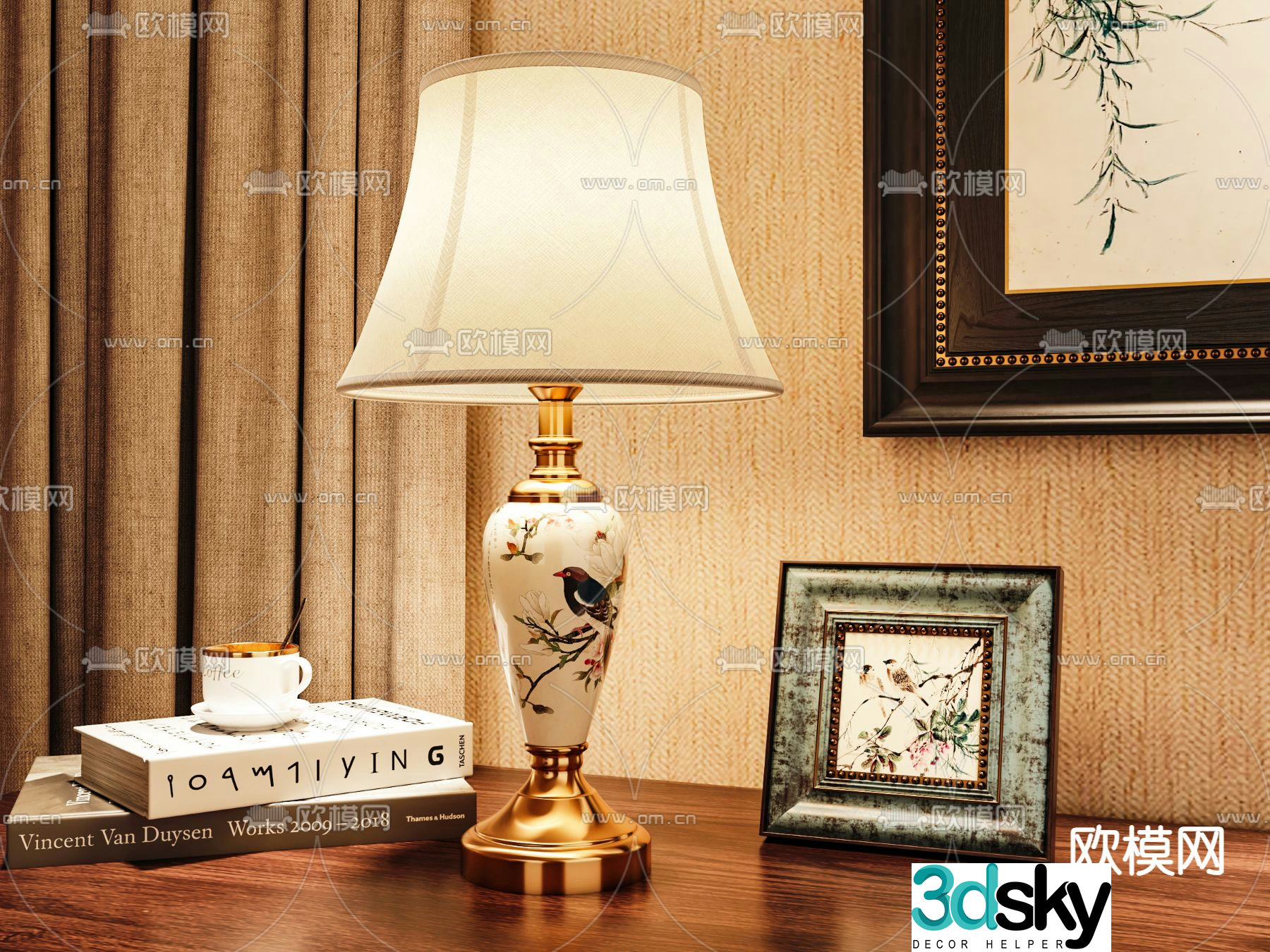American table lamp ceramic table lamp 3d model
