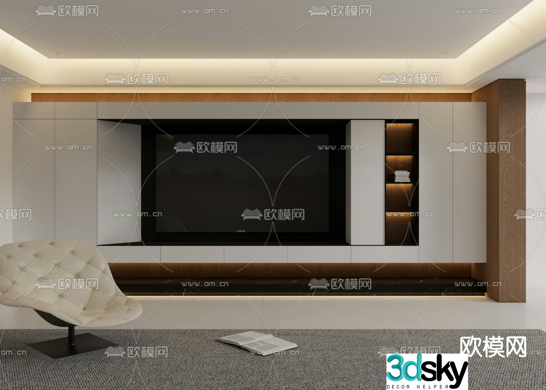TV wall TV background 3d model