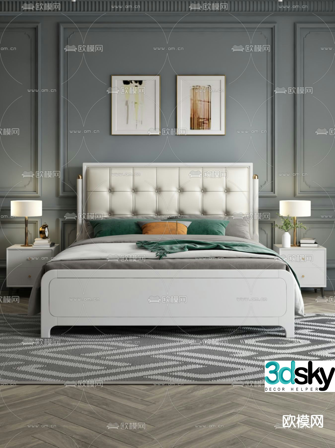 Leather double bed 3d model