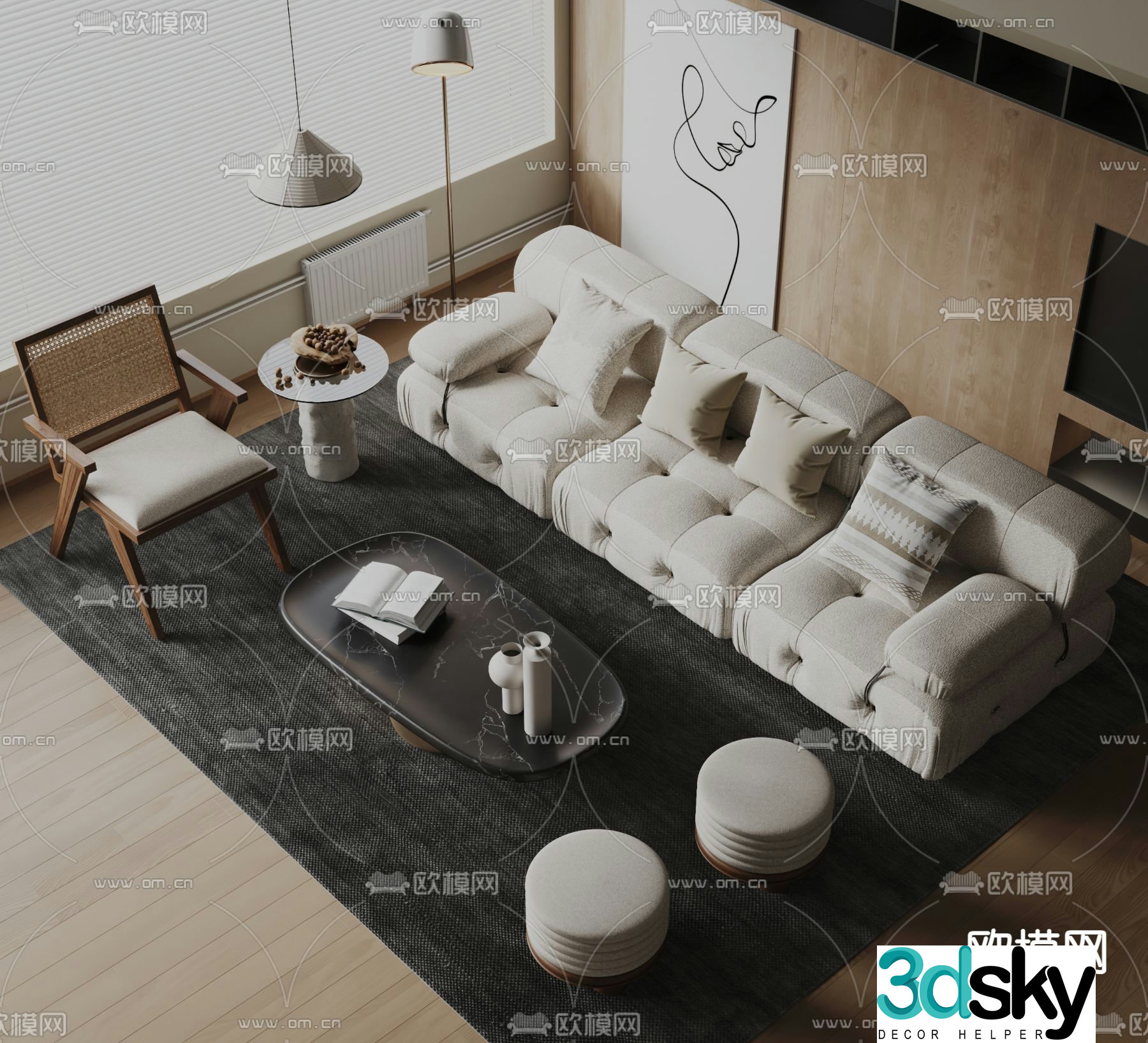 Wabi Sabi modular sofa 3d model