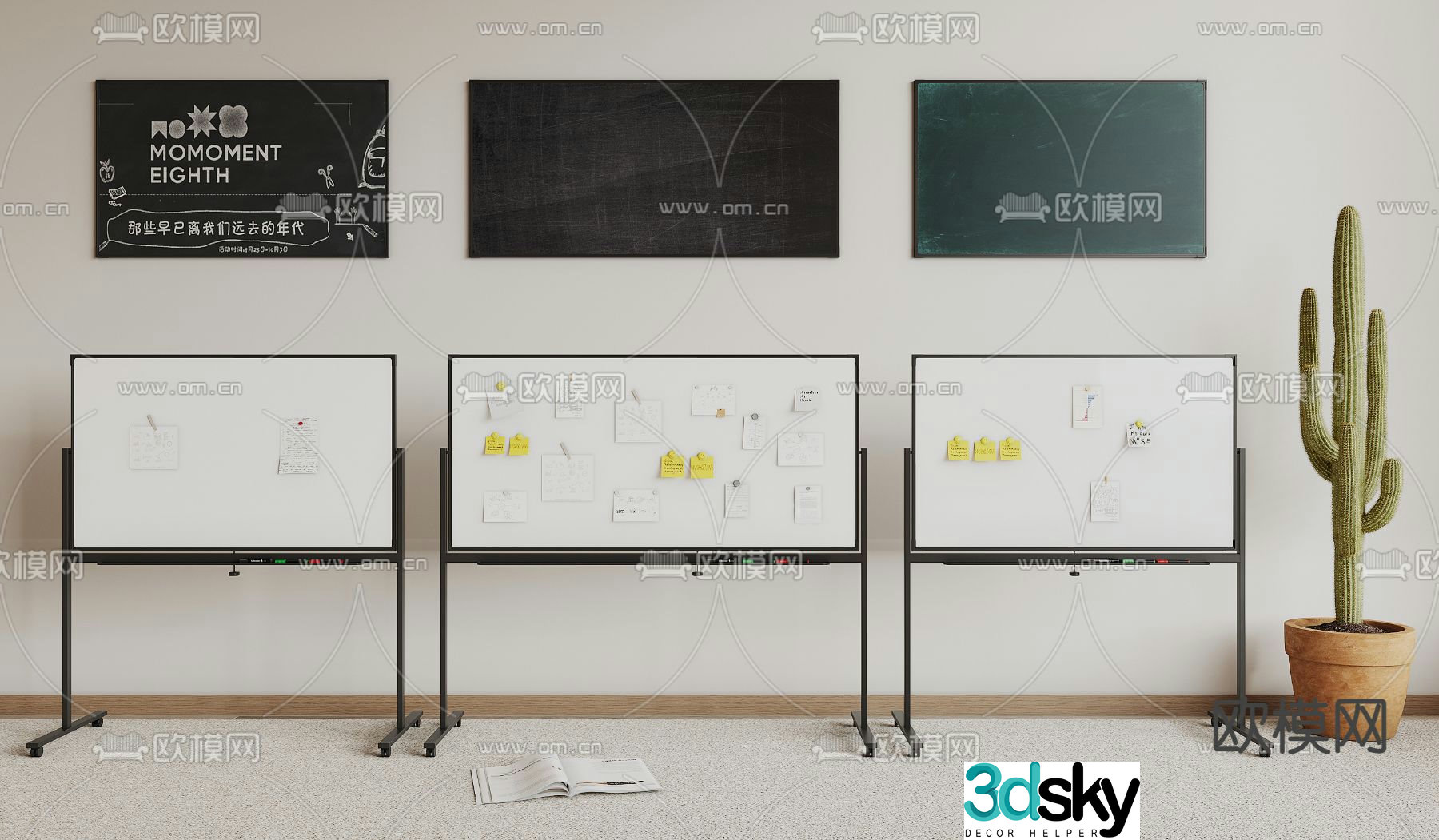 Bracket day shift blackboard mobile whiteboard 3d model