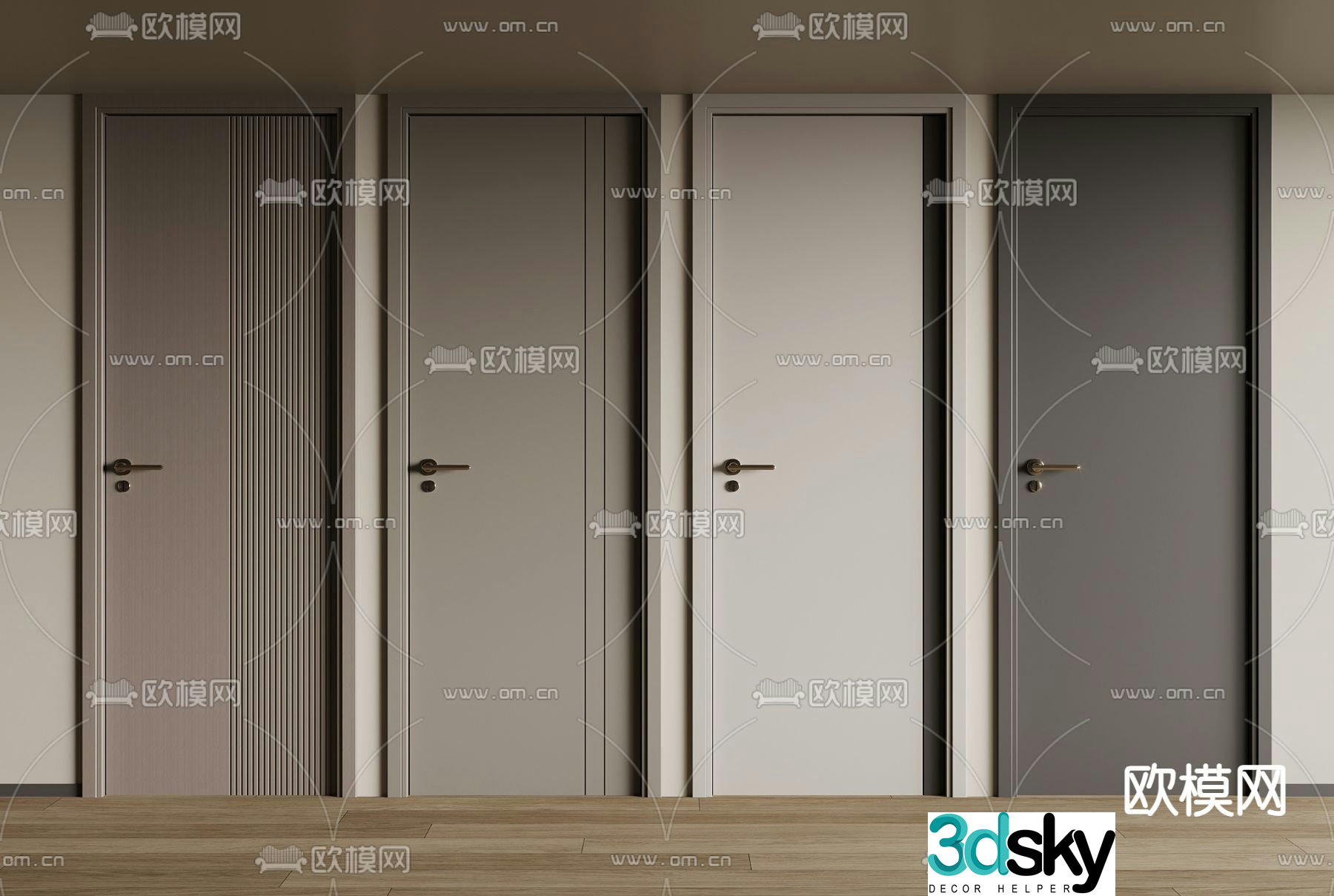 Single-open door Swing door Bedroom door 3D model