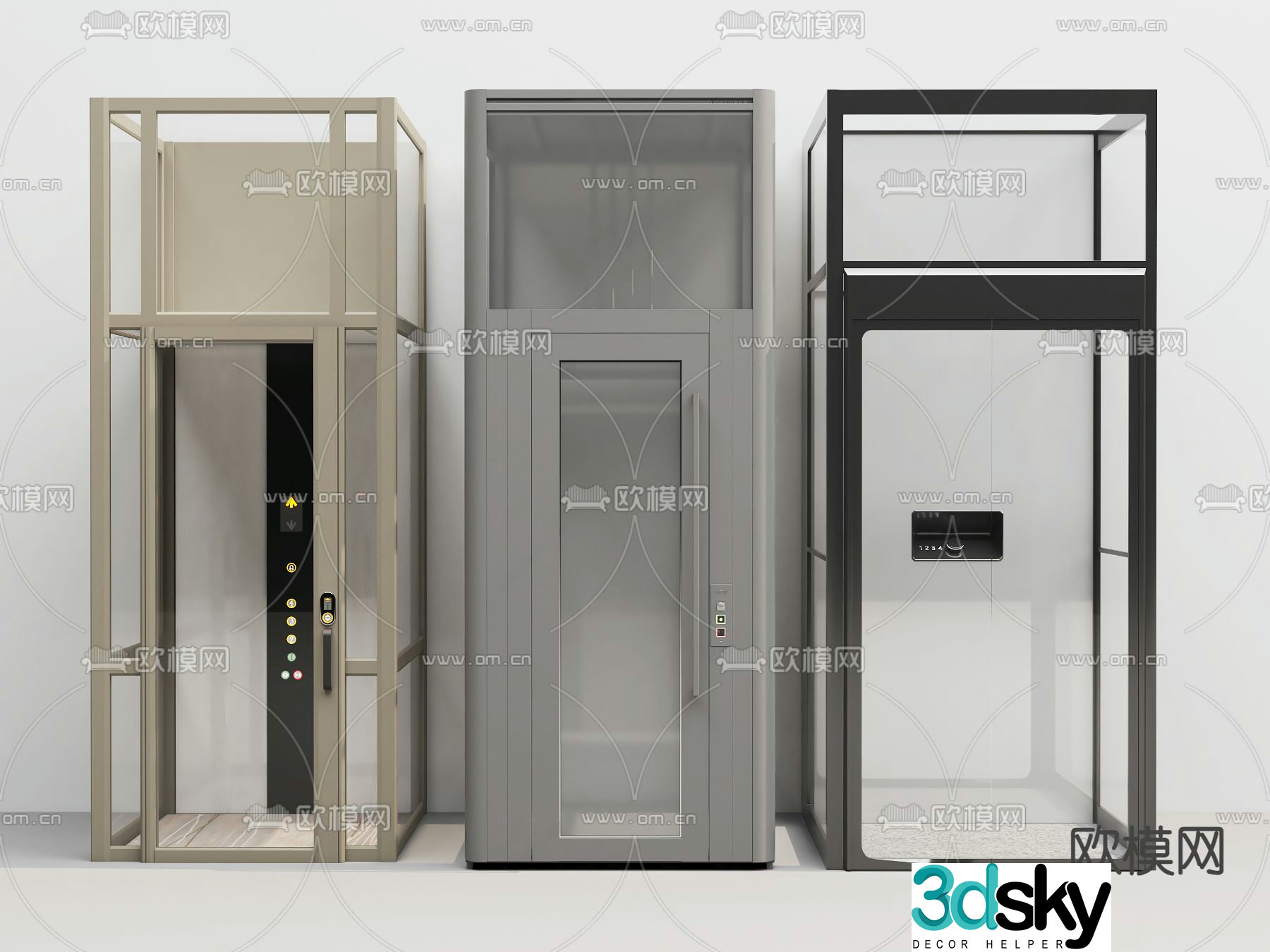 Home elevator sightseeing elevator 3d model