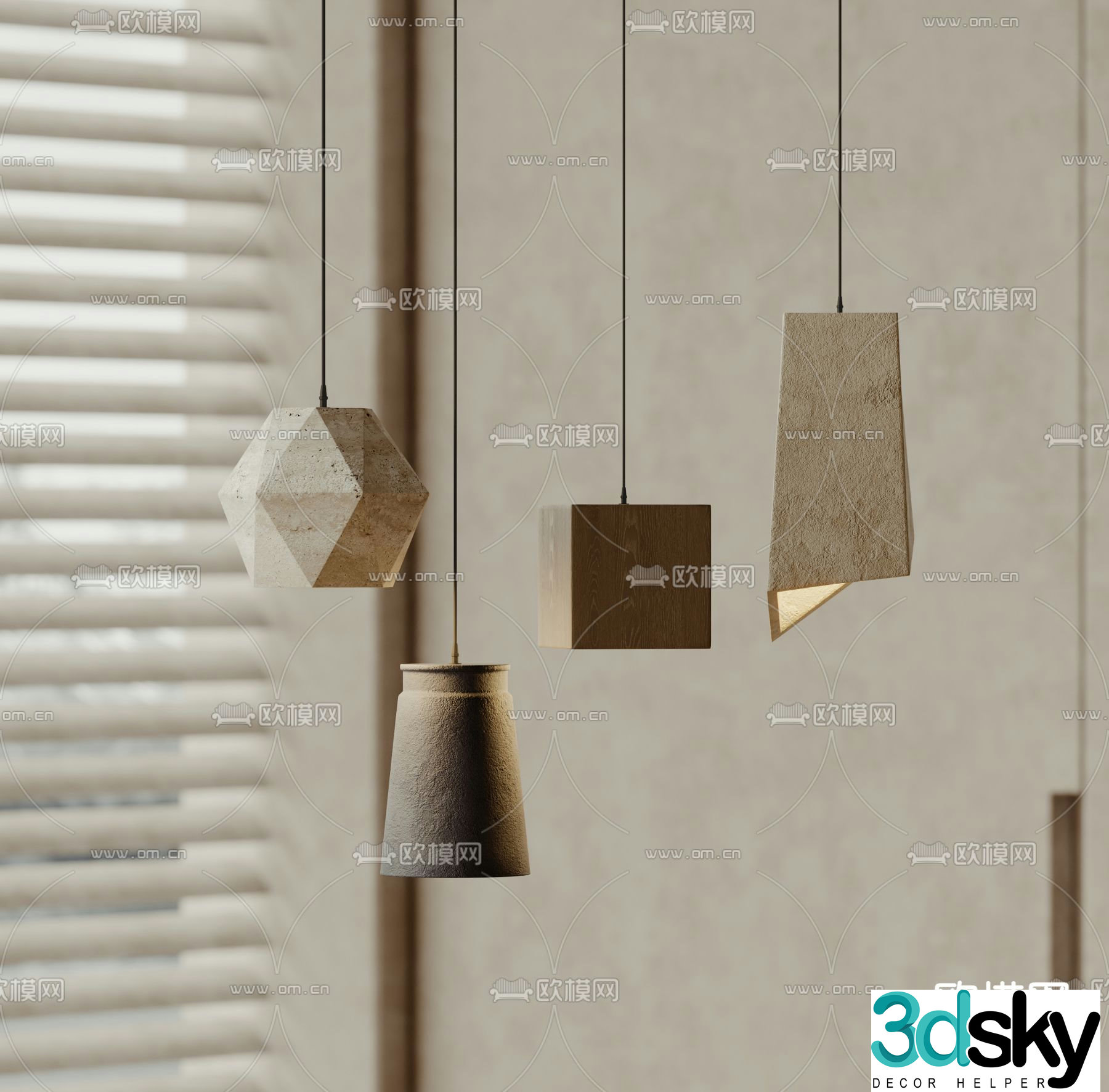 Wabi-sabi small chandelier 3d model