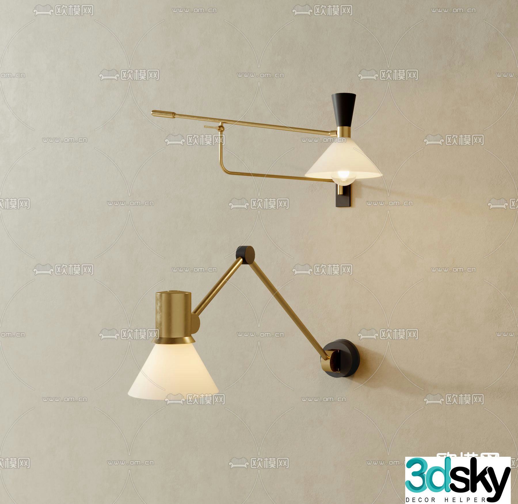 Swing arm wall light 3d model