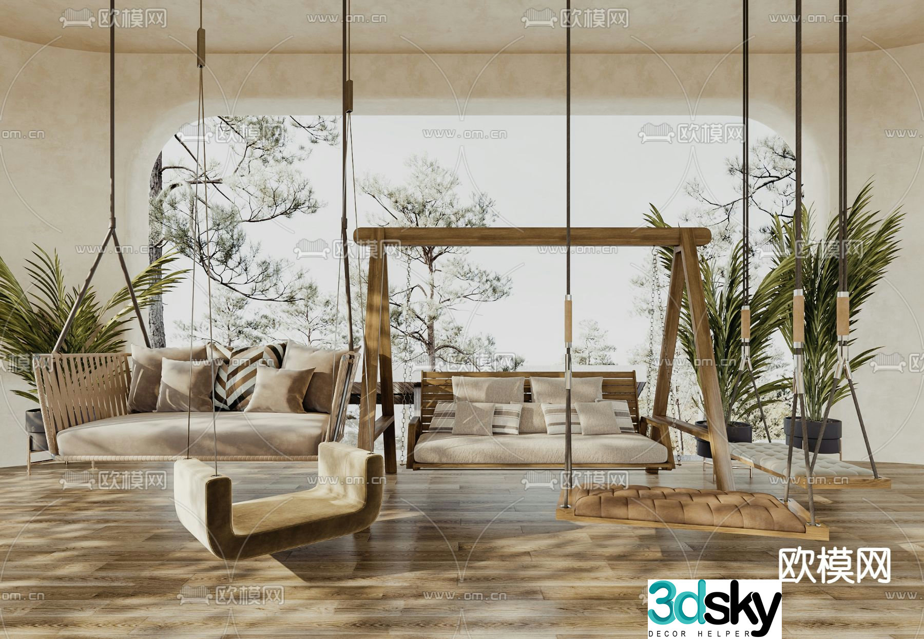 Outdoor swing hanging chair patio chair 3d model