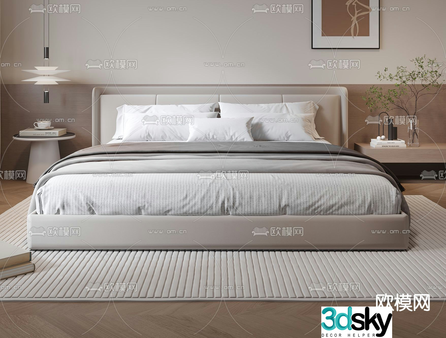 Modern double bed 3d model