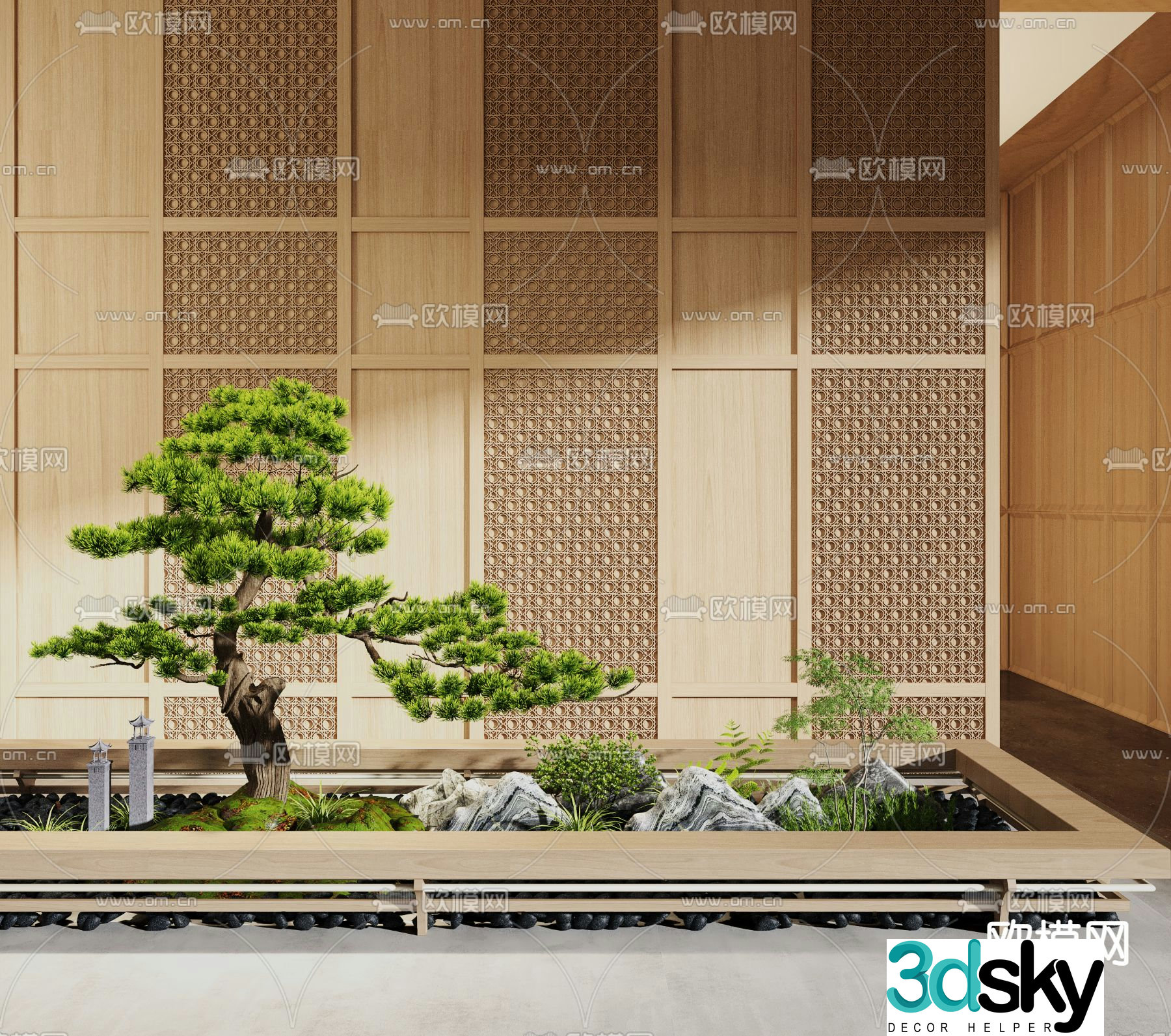 Landscape sketch pine tree landscaping 3D model