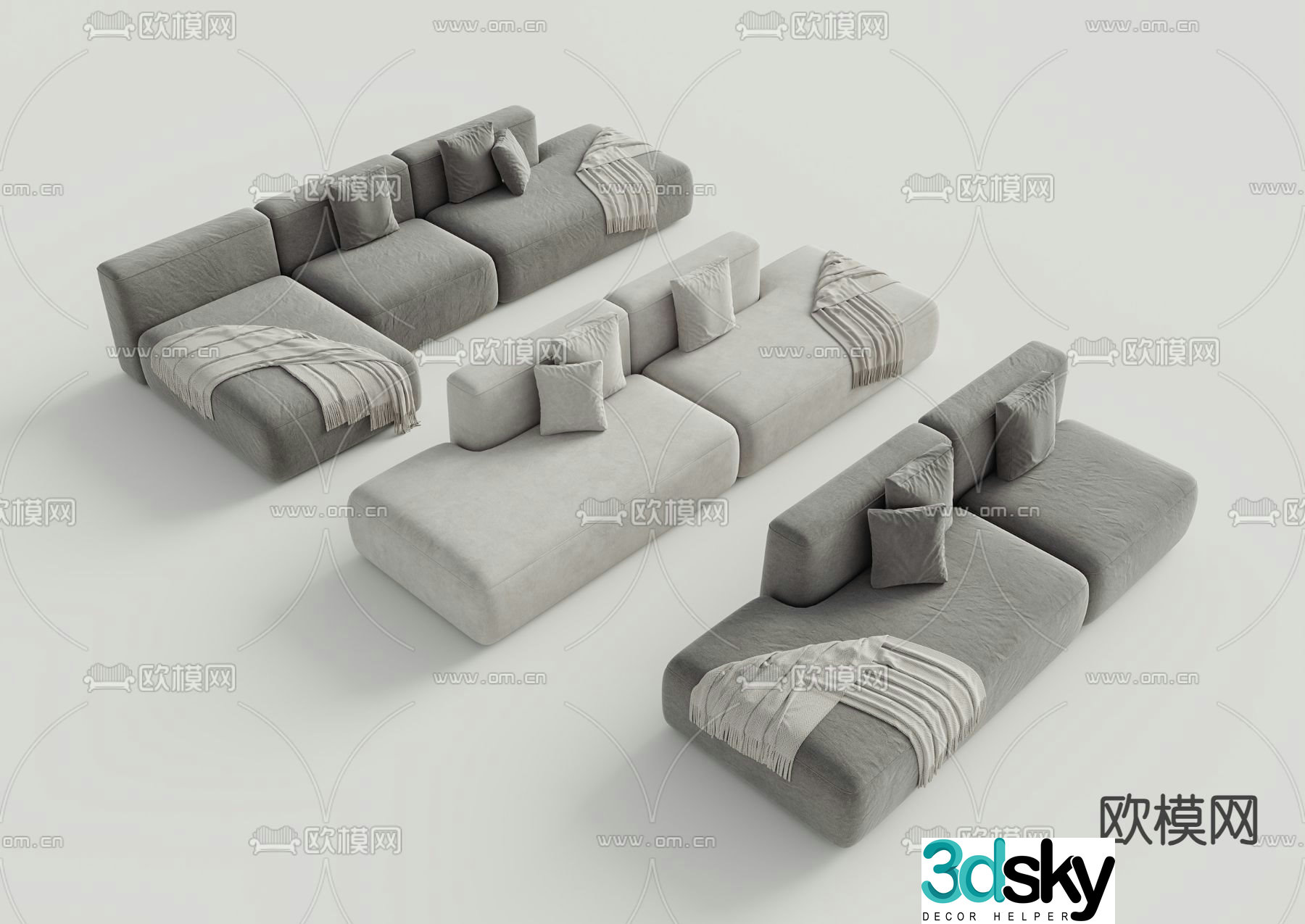 Multi-person sofa corner sofa 3d model