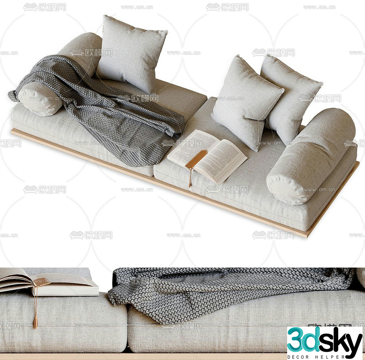 Cushion bay window cushion window sill cushion 3d model