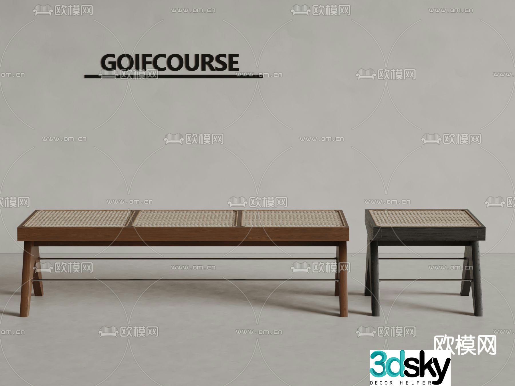 wabi-sabi stool bench bench 3d model