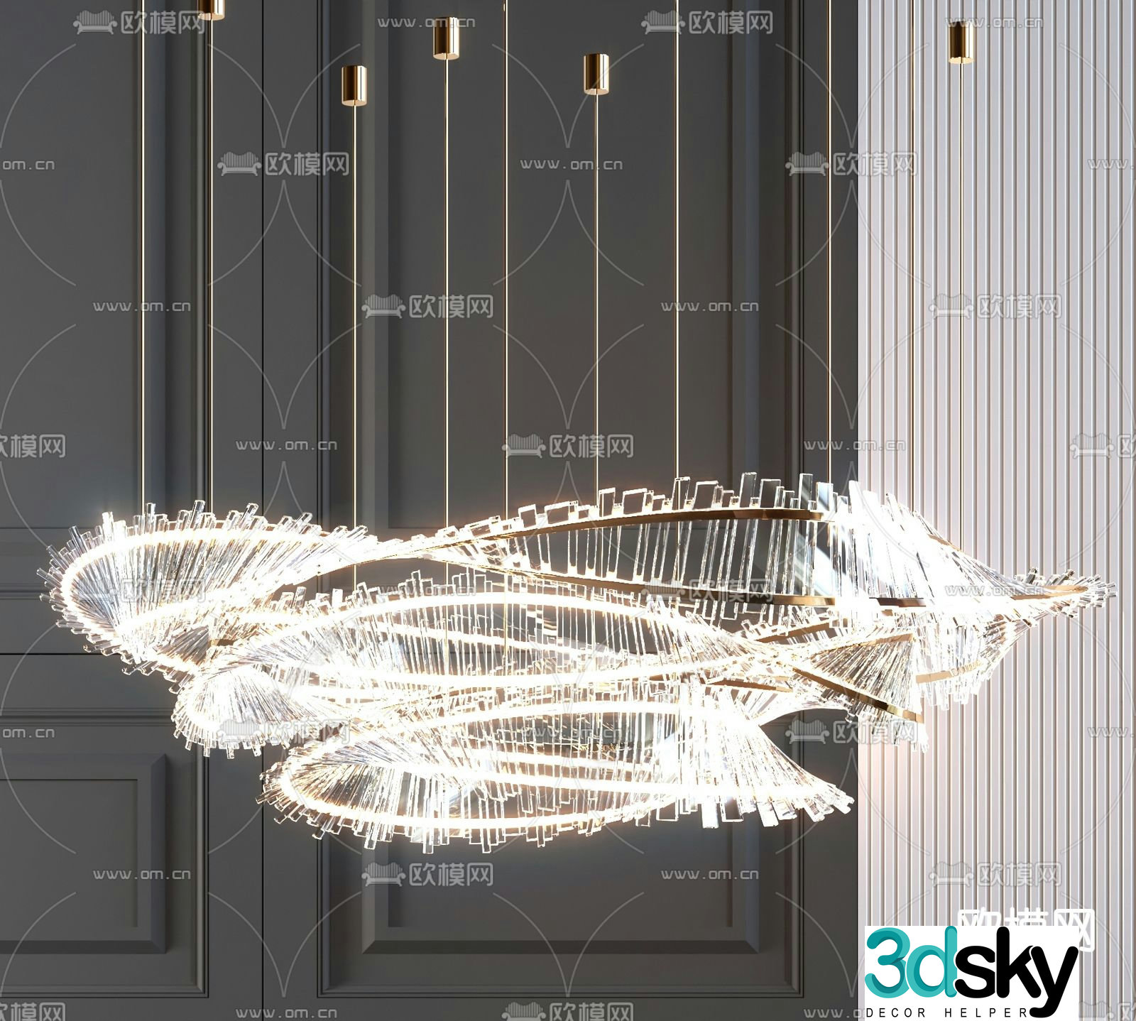 Light luxury chandelier crystal decorative lamp 3d model