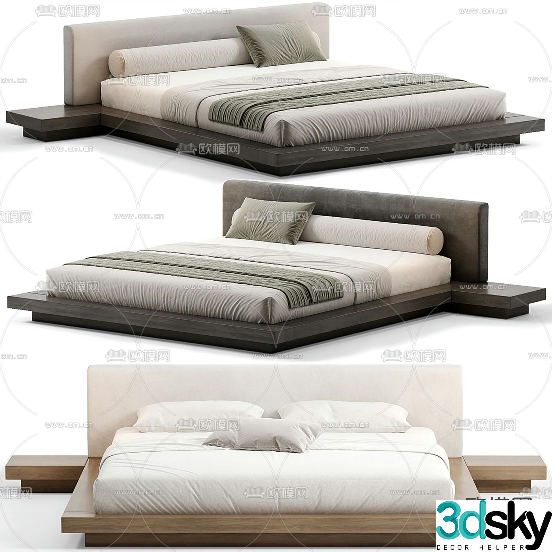 Modern double bed 3d model