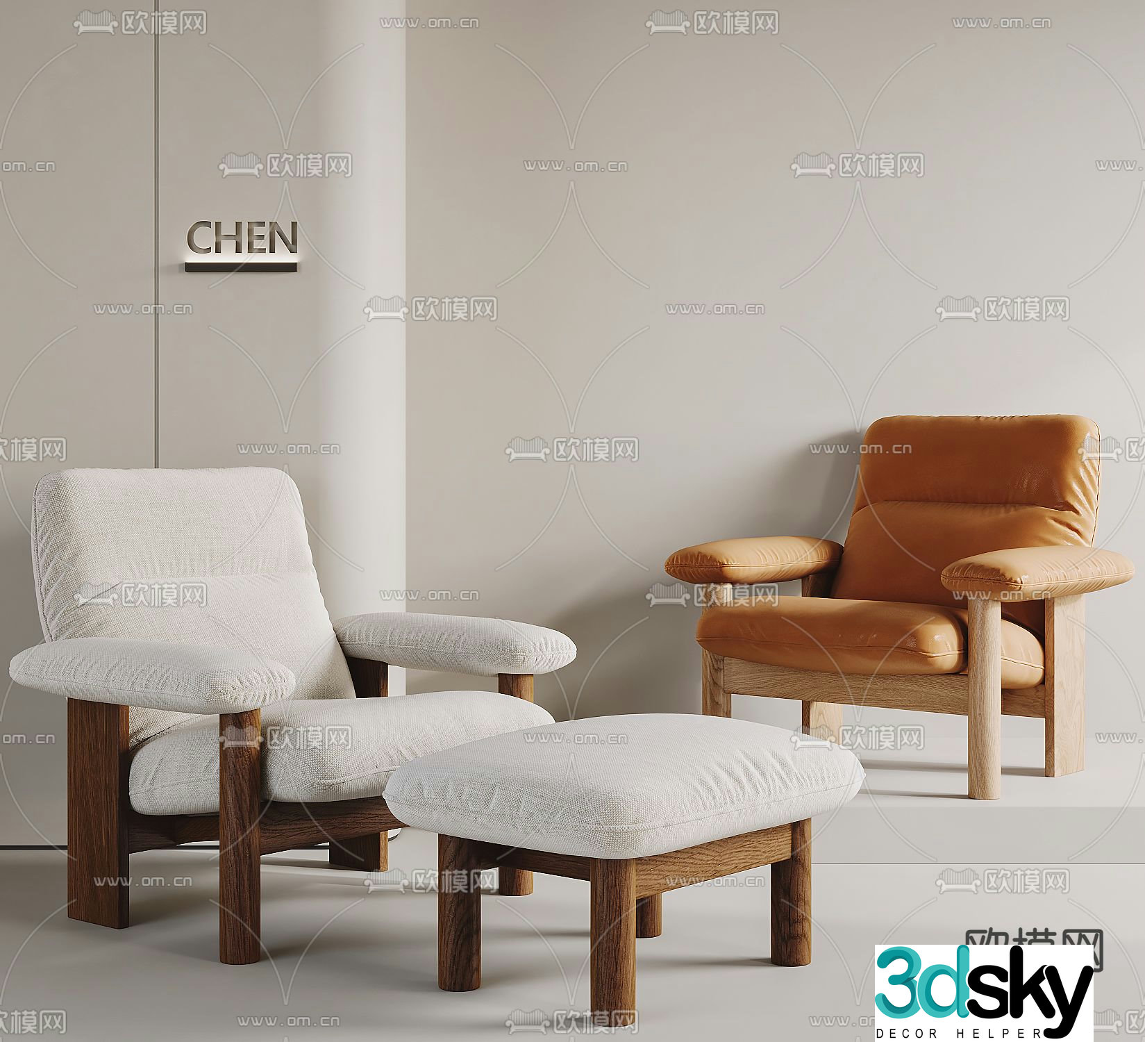 Wabi-sabi sofa chair leisure chair 3d model